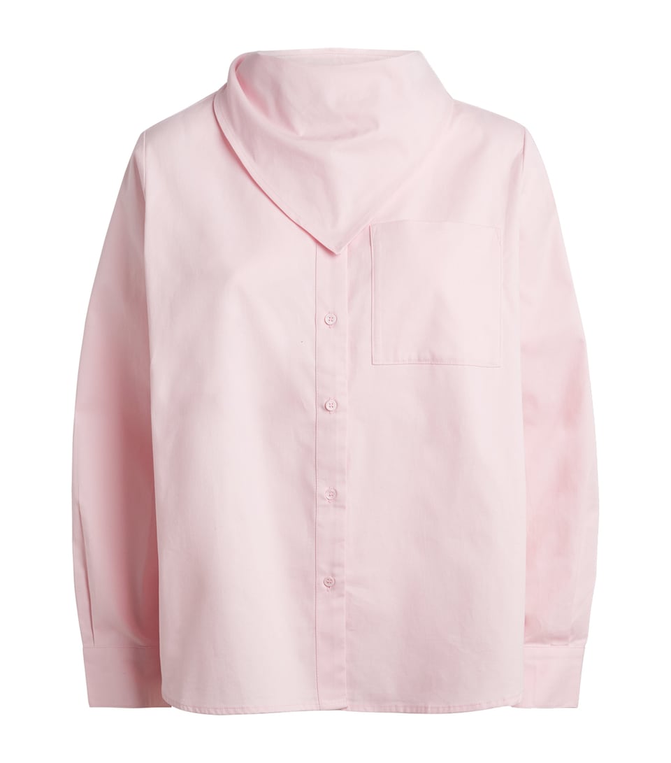 Maje Womens Cotton Scarf-Detail Shirt Pink