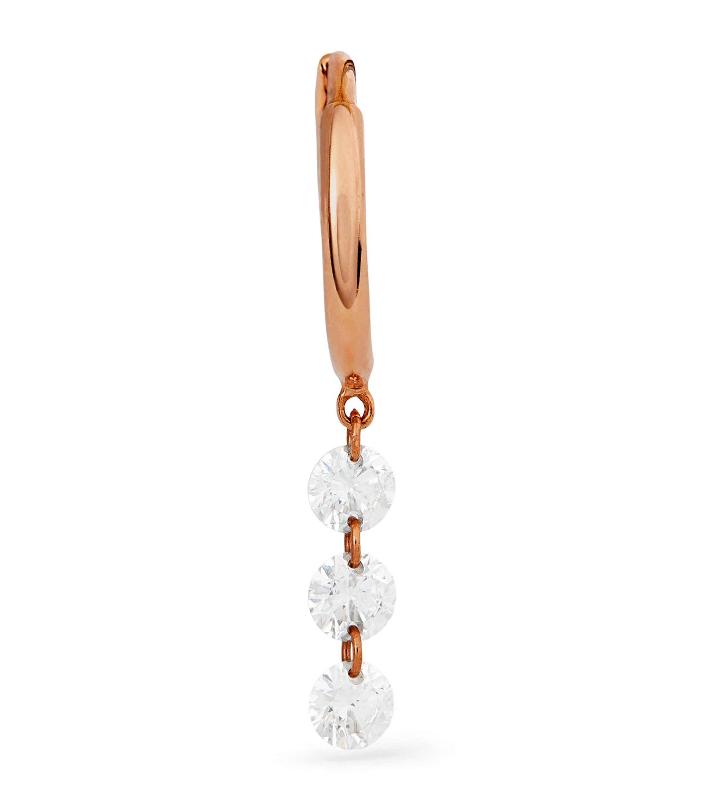 Rose Gold and Diamond 3-Stone Single Hoop Earring
