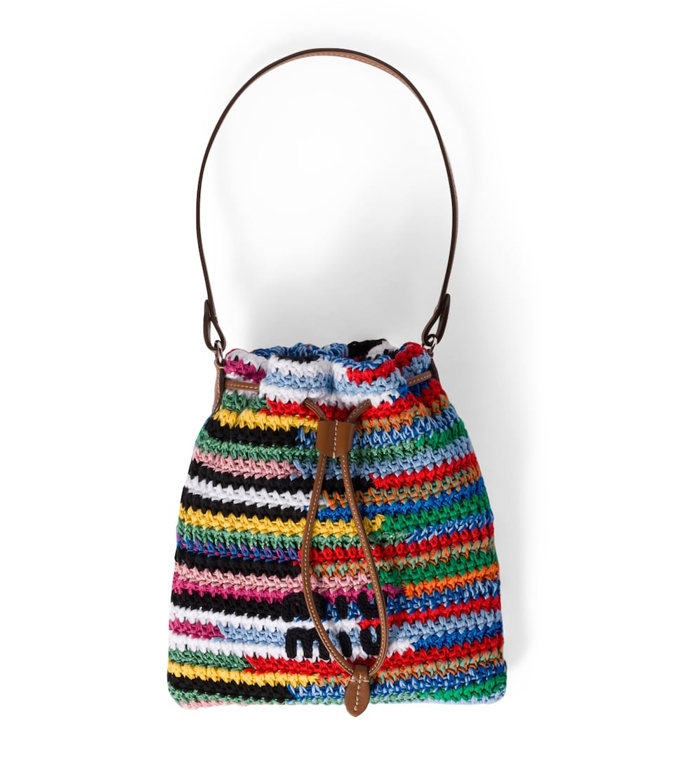 Leather-Crochet Top-Handle Bag