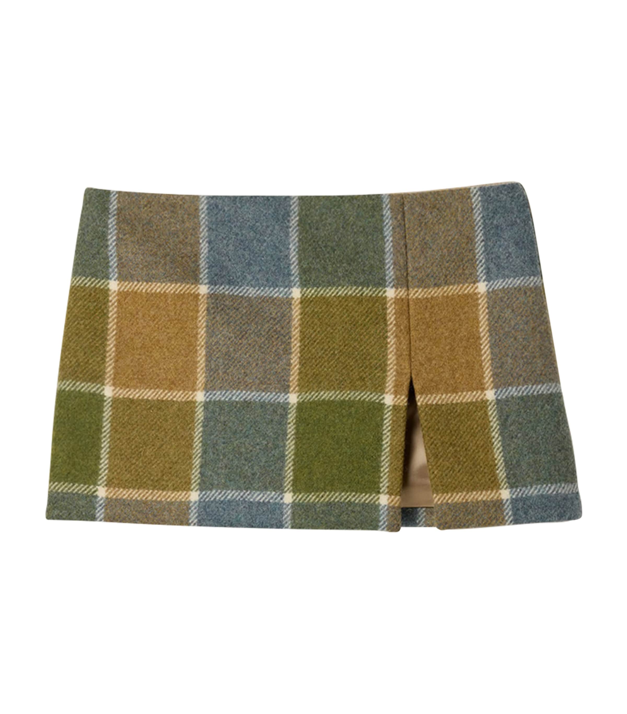 Wool Check Mini Skirt