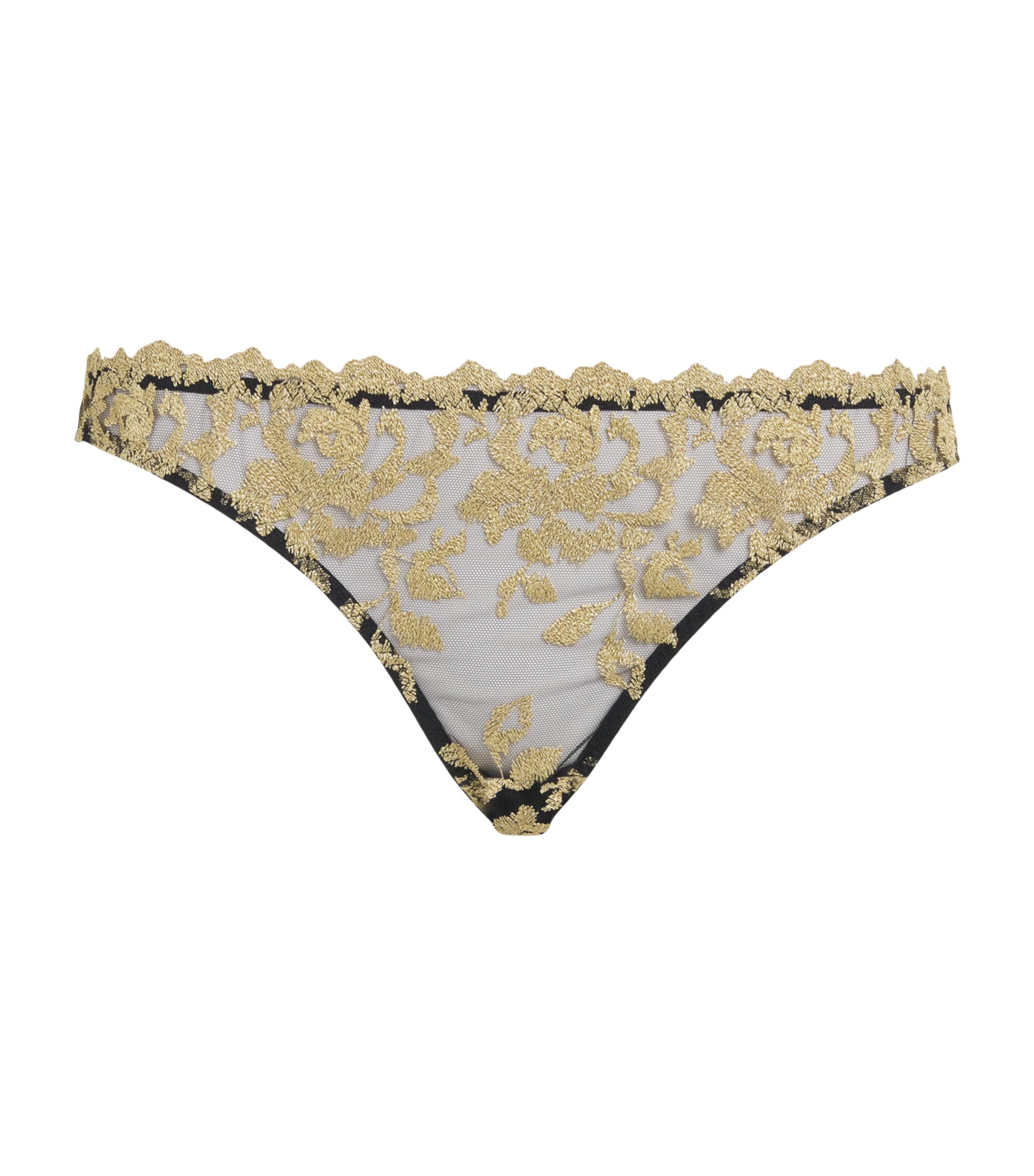 Coco De Mer Womens Flavia Brazilian Briefs Onyx And Gold