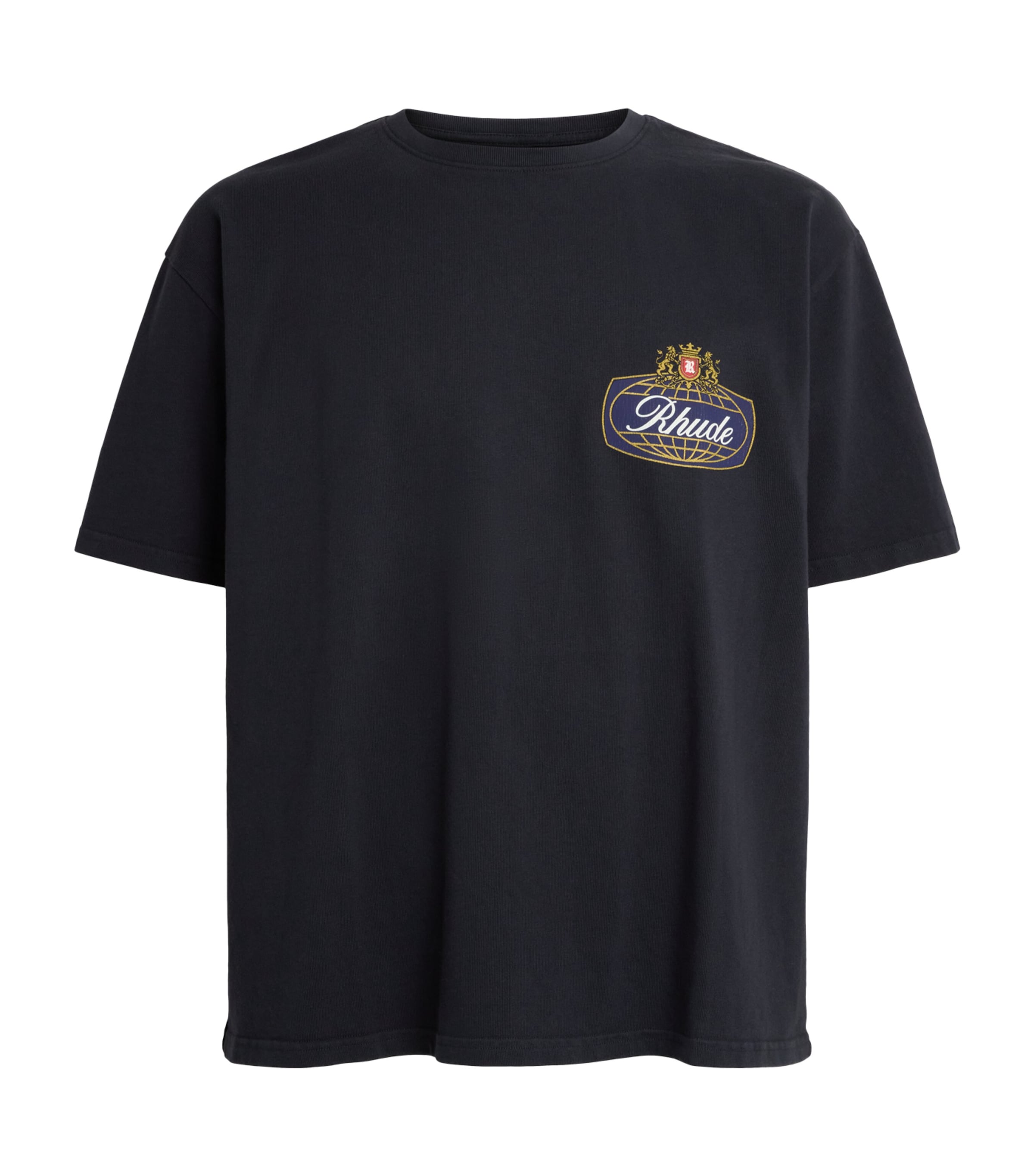 Rhude Mens Cotton Safari Crest T-Shirt Vntg Blk/blu/rd