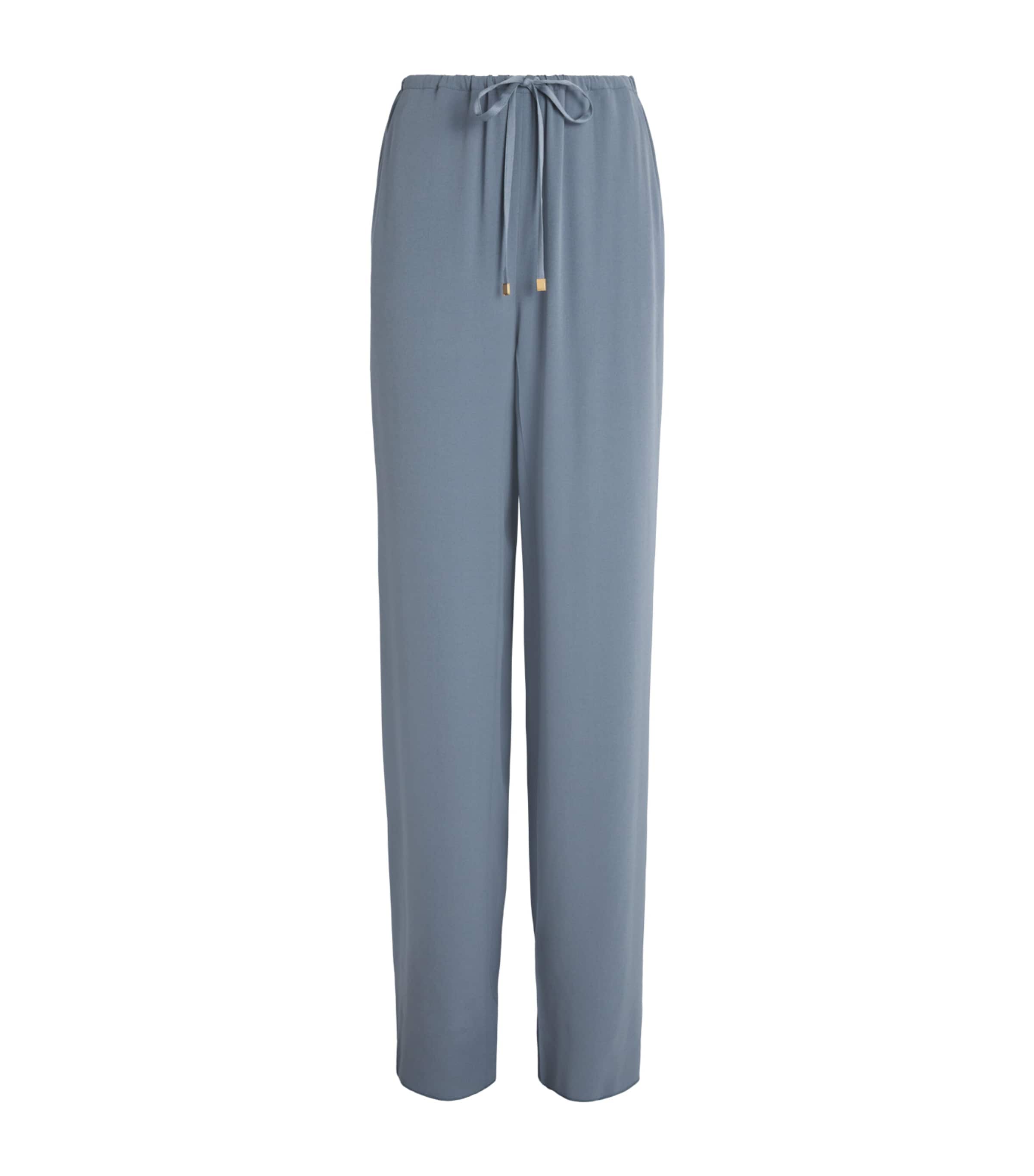 Agnona Womens Drawstring Wide-Leg Sweatpants Bl Drk Pwdr