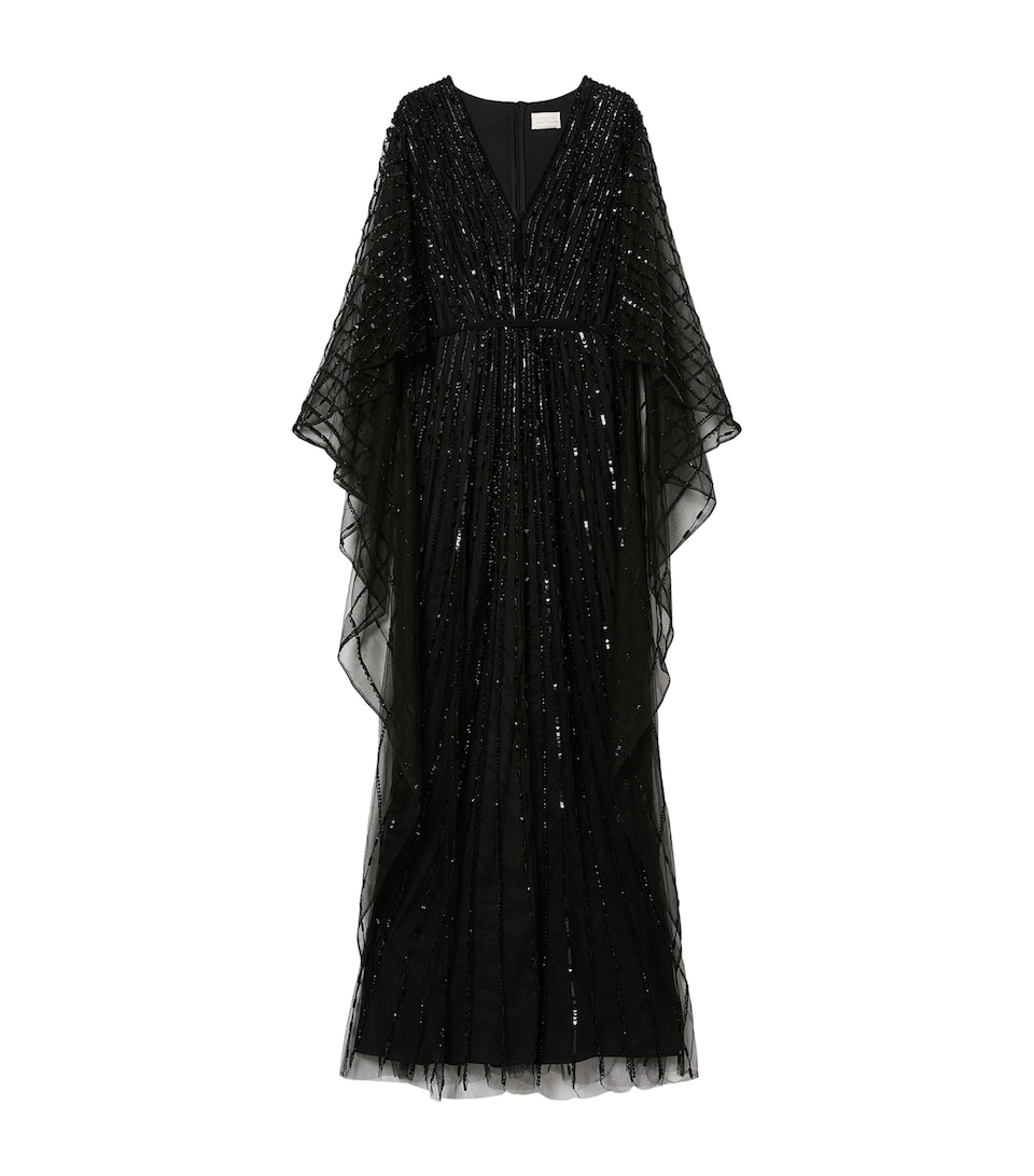 Marina Rinaldi Womens x Tony Ward Embellished Maxi Dress and Cape Black