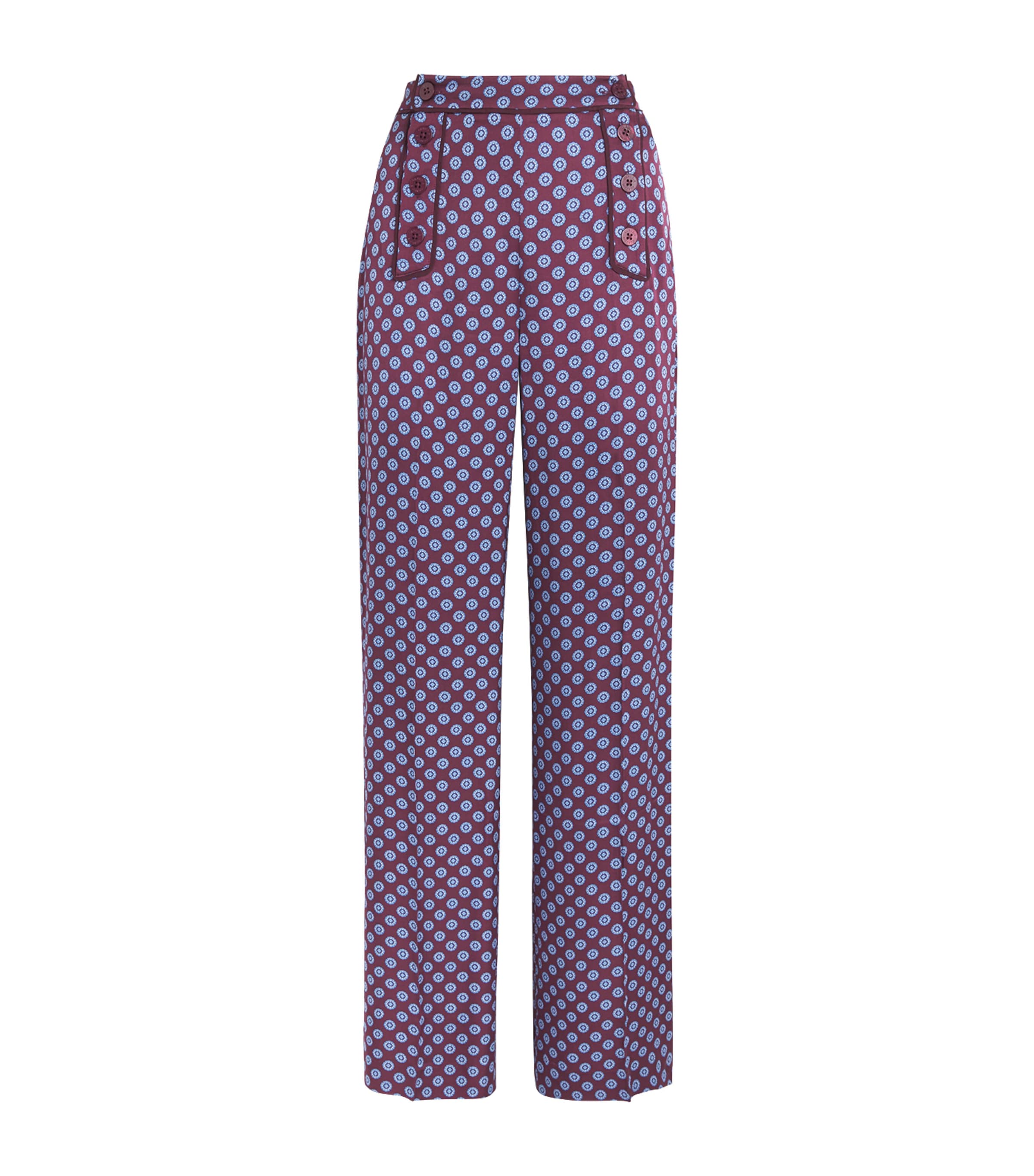 Claudie Pierlot Womens Sailor Wide-Leg Trousers Burgundy Print