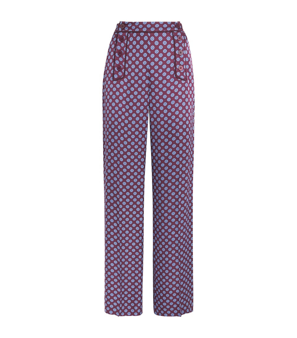 Claudie Pierlot Womens Sailor Wide-Leg Trousers Burgundy Print