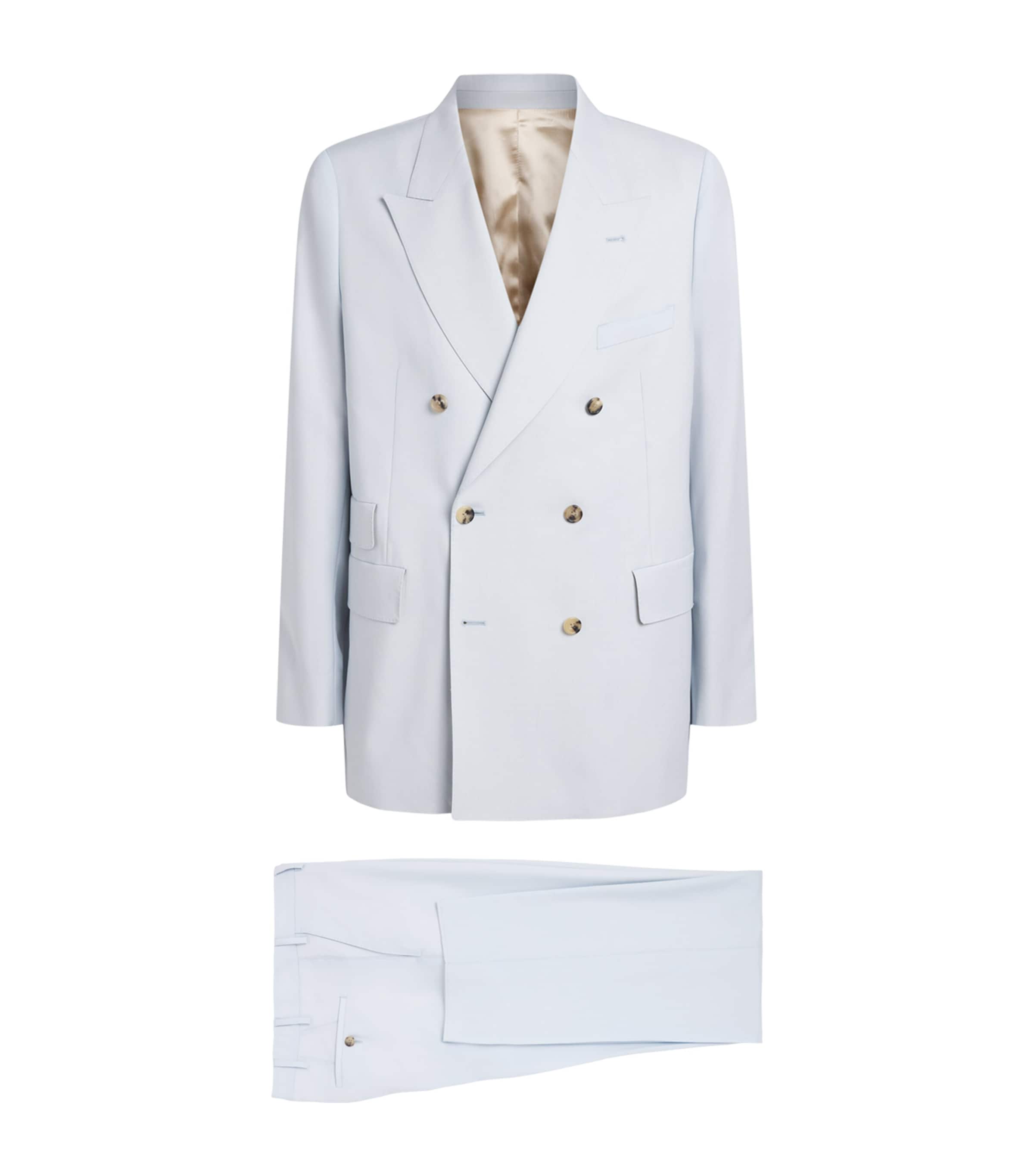 Paul Smith Mens Wool-Mohair Double-Breasted Blazer Blue