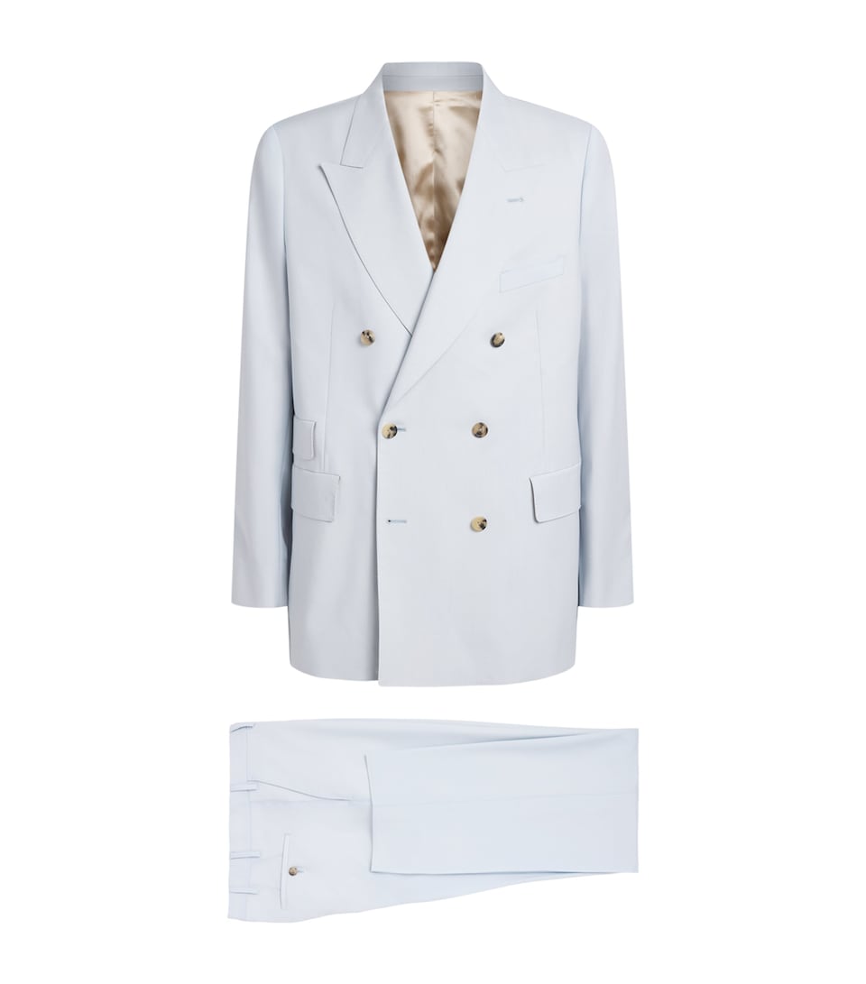 Paul Smith Mens Wool-Mohair Double-Breasted Blazer Blue
