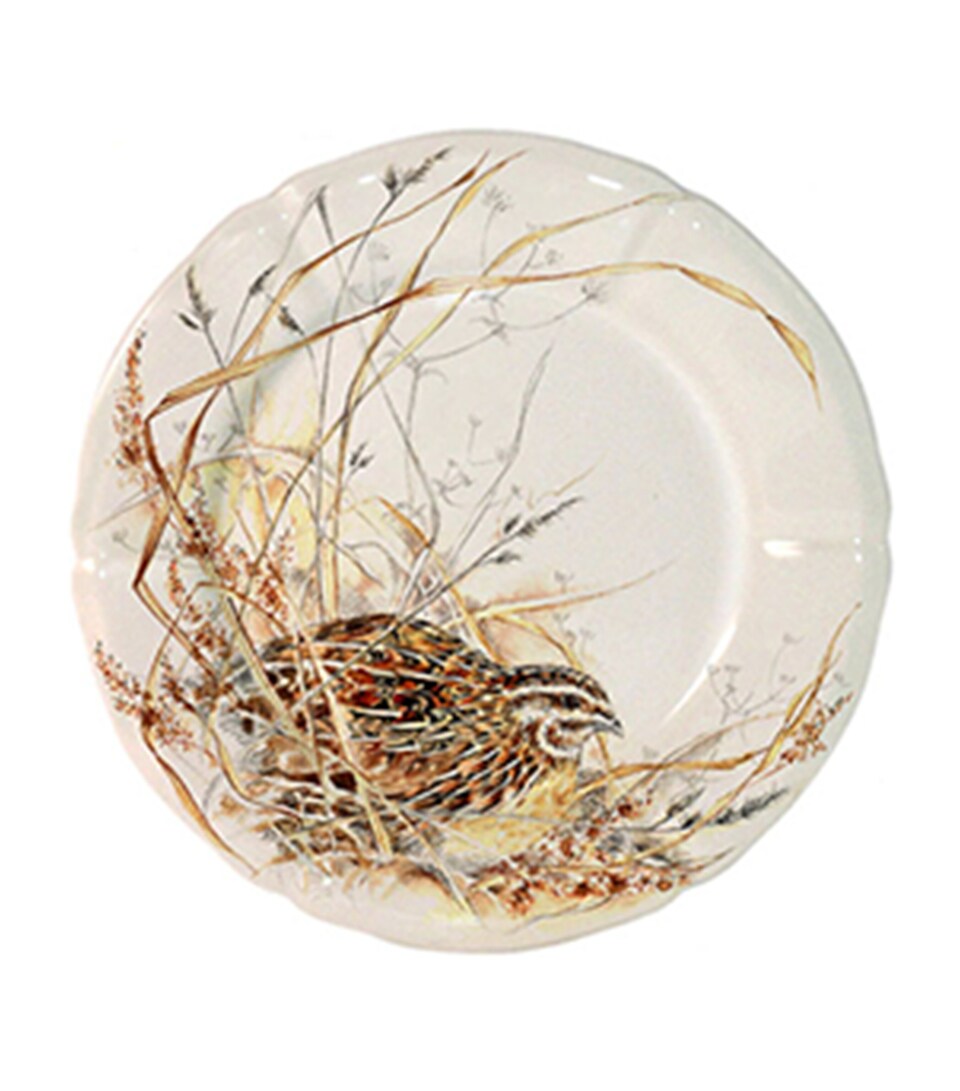 Gien Set of 4 Sologne Canape Plates (16cm) White, Brown