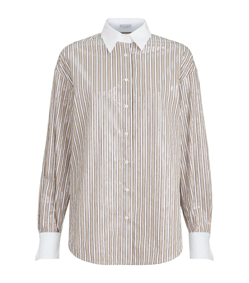 Brunello Cucinelli Womens Cotton Dazzling Stripe Shirt