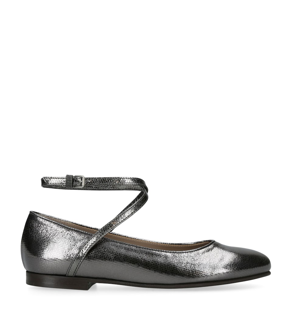 Leather Metallic Ballet Flats