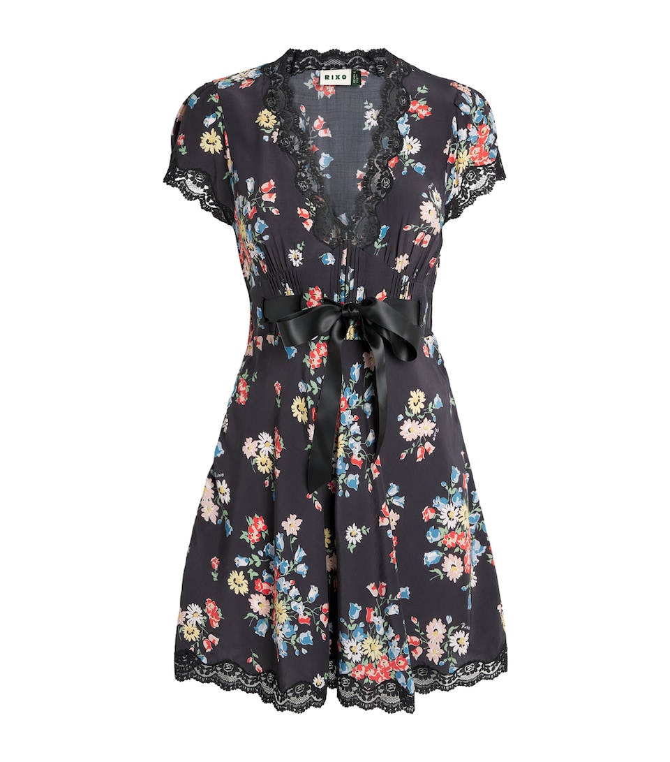 Rixo Womens Lace Floral Corina Mini Dress Amelia Bouquet Multi