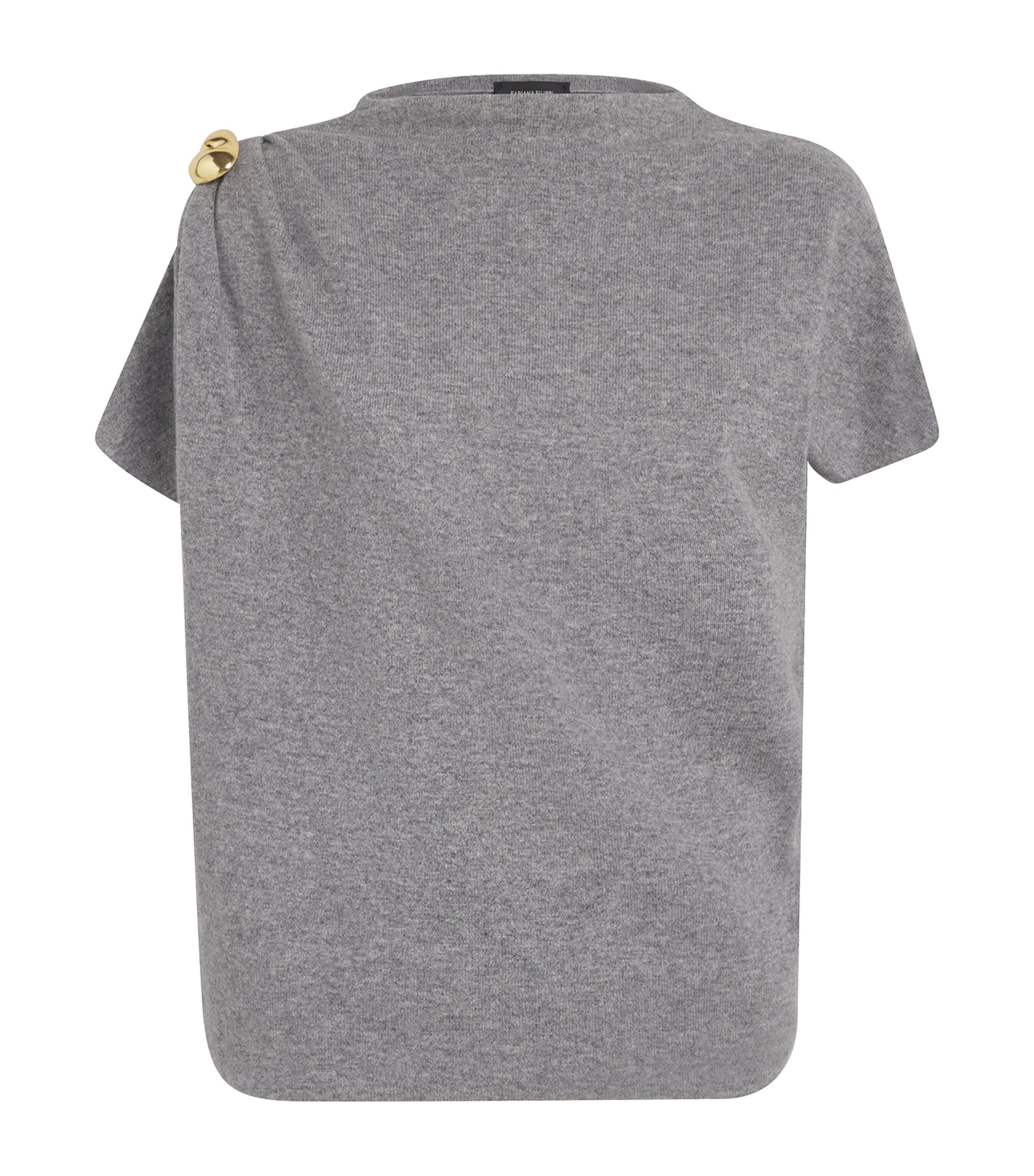 Wool-Silk-Cashmere Brooch-Detail T-Shirt