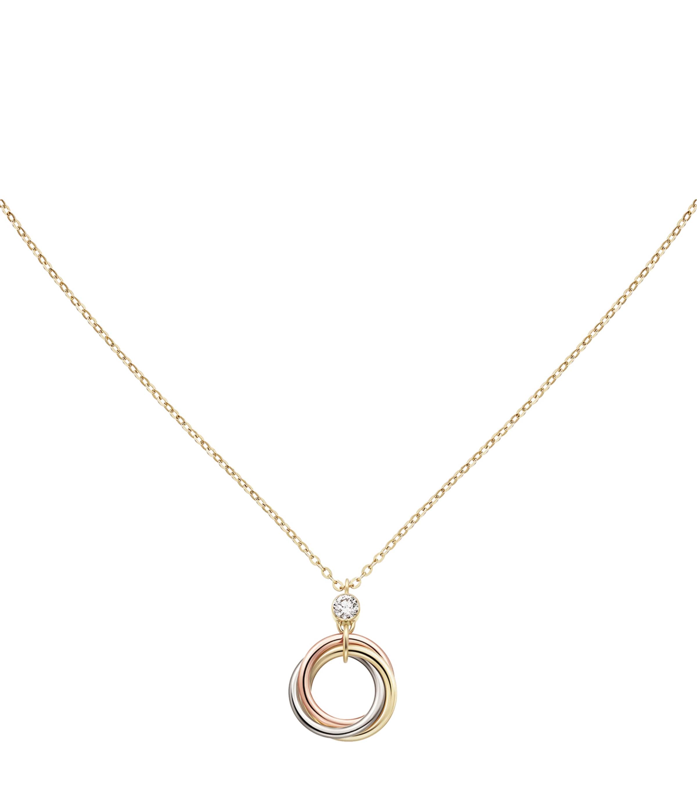 Mixed Gold and Diamond Trinity Necklace