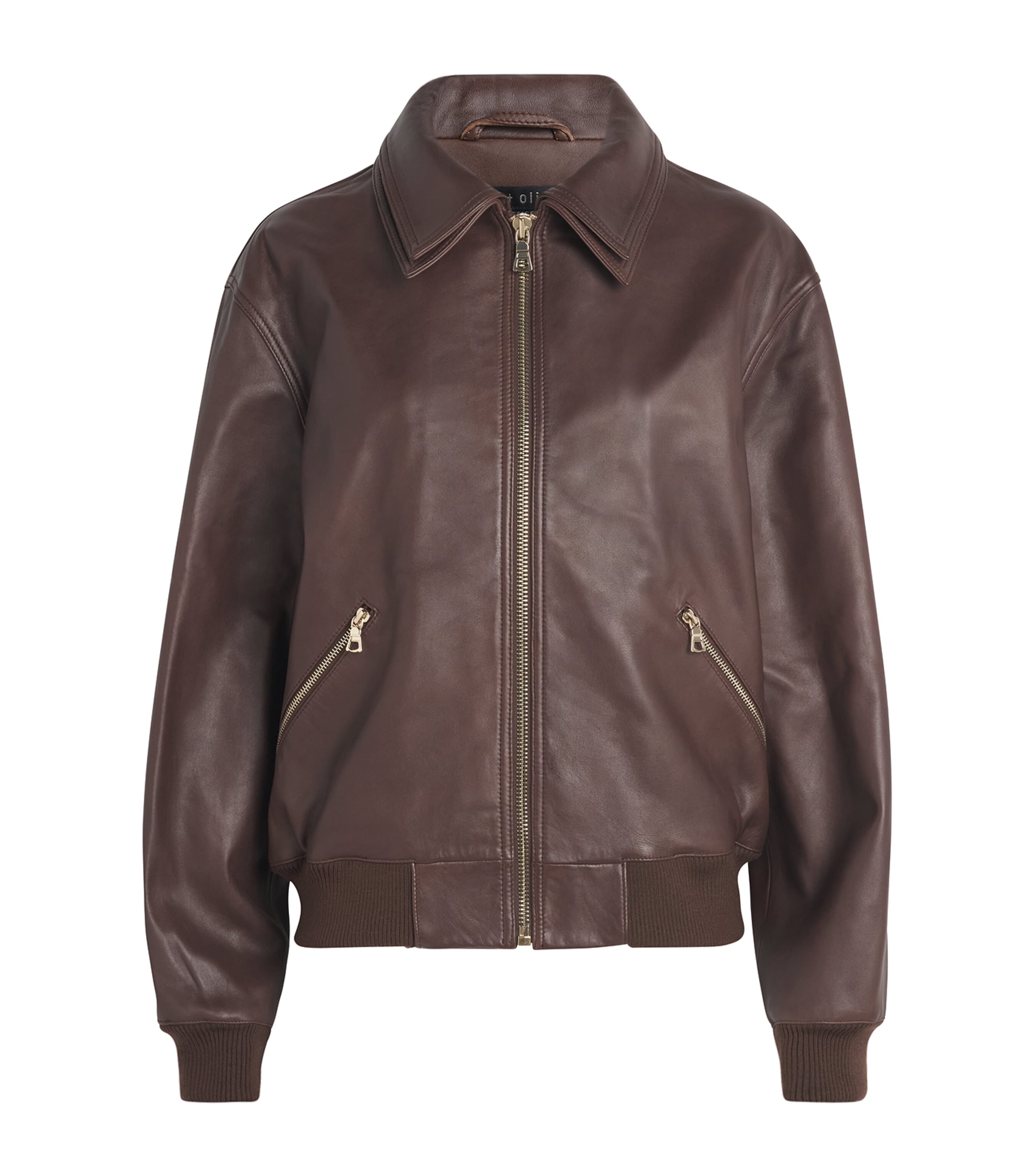 Alice+Olivia Womens Double-Layer Collins Leather Jacket Dark Chocolate