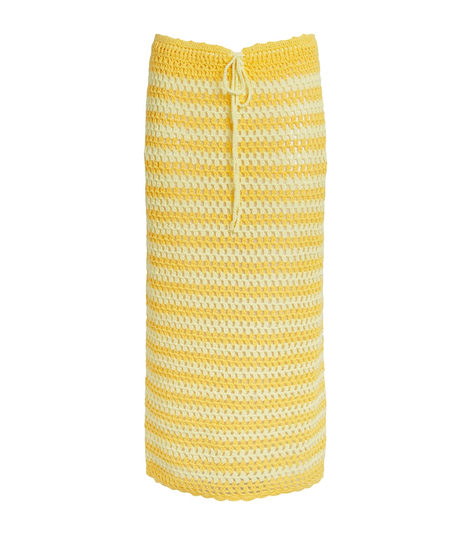Simkhai Womens Crochet Stripe Welles Midi Skirt Buttercream Mango