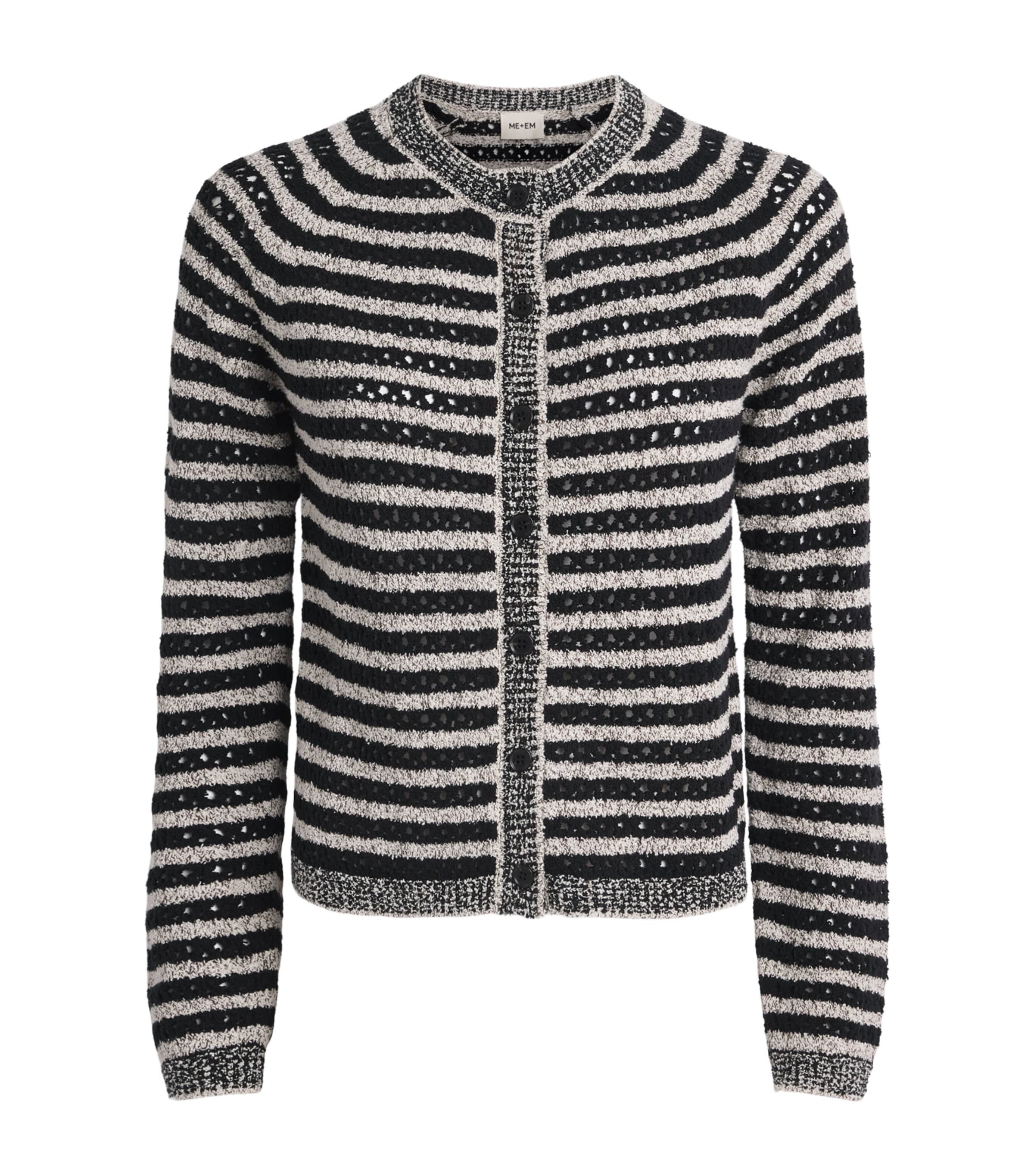ME+EM Womens Textured Stripe Cardigan Black/cream