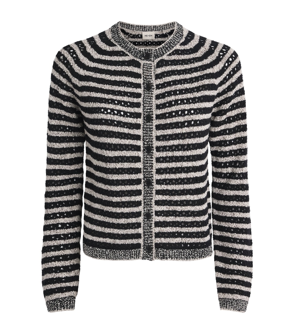 ME+EM Womens Textured Stripe Cardigan Black/cream