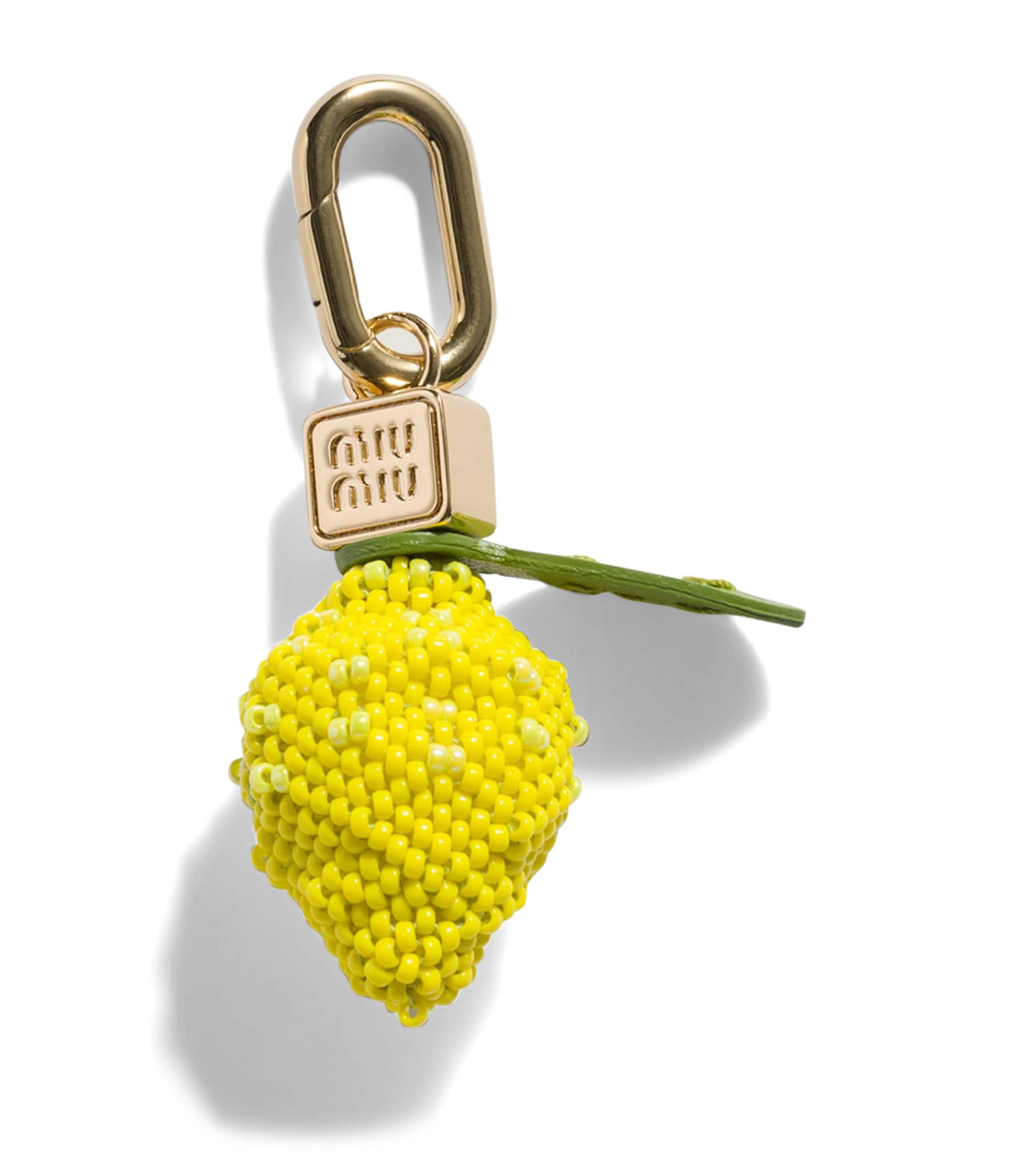 Miu Miu Beaded Lemon Keyring Yellow