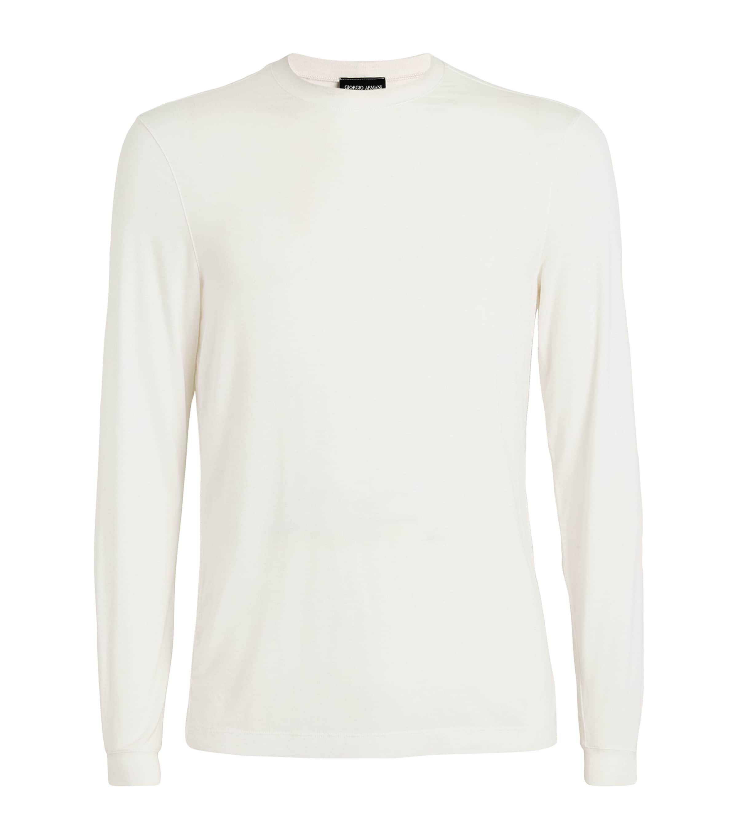 Tシャツ・カットソー GIORGIO ARMANI Men Tops GM000981 AF14552 6172 Beige Stretch-linen crew-neck T-shirt | Giorgio Armani