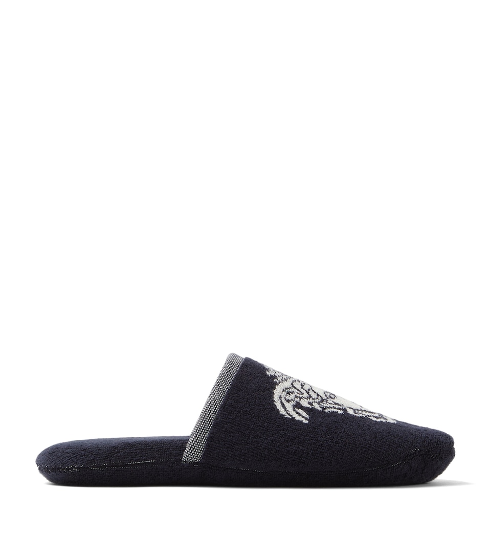 Versace Cotton Medusa Slippers Blue/white