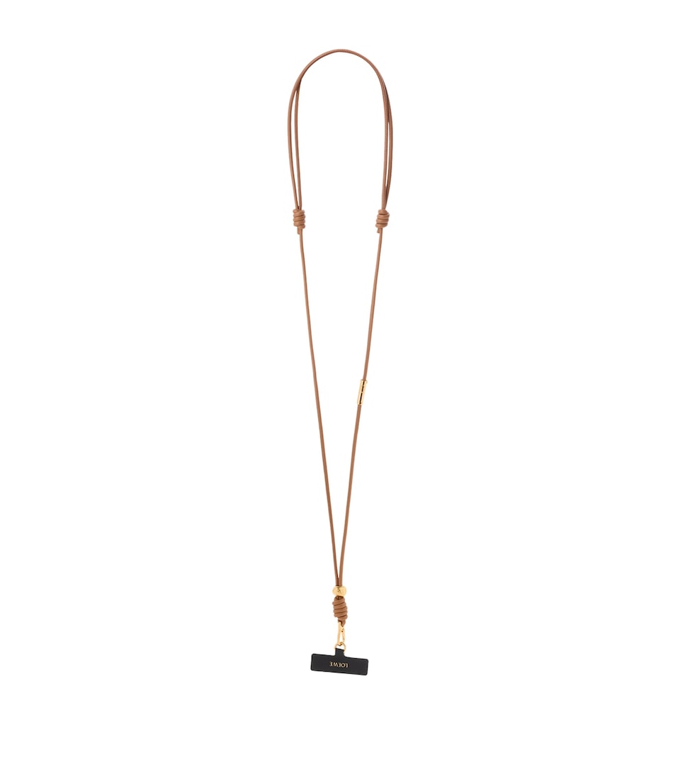 LOEWE Leather Pebble Phone Strap Mocha