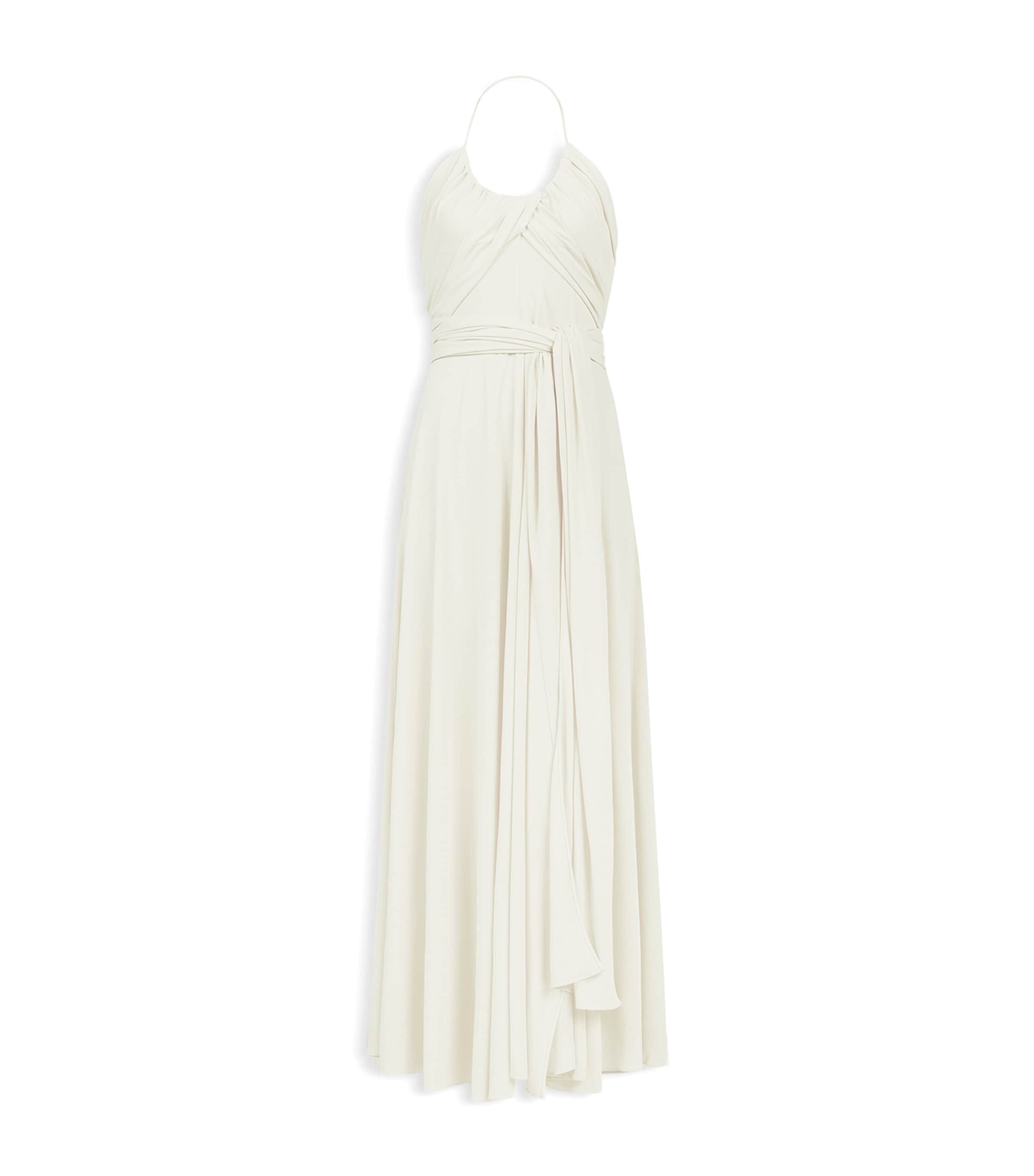 Alaïa Womens Draped Jersey Halterneck Maxi Dress Creamy White