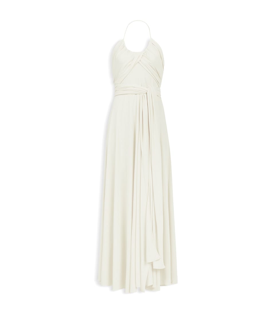 Alaïa Womens Draped Jersey Halterneck Maxi Dress Creamy White