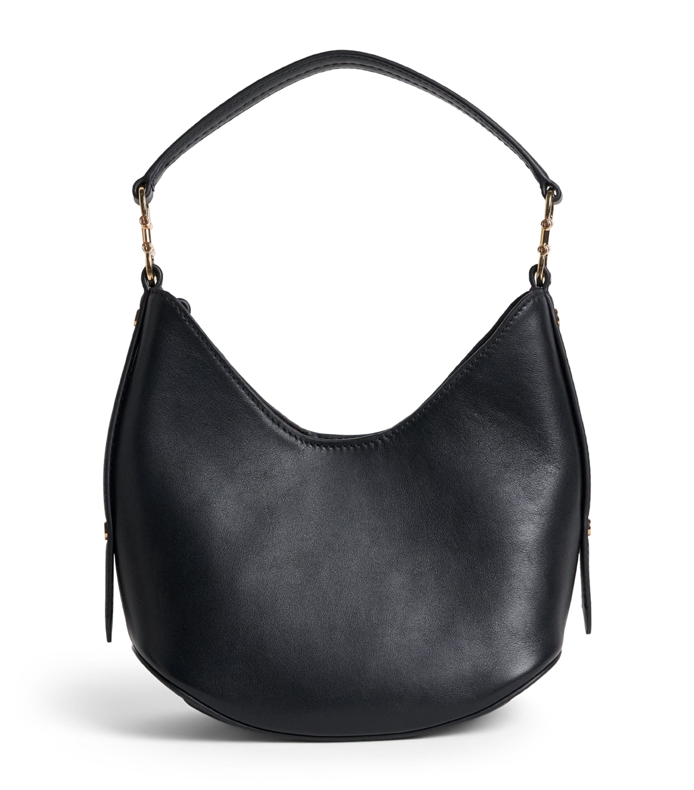 Harrods Small Leather Penny Shoulder Bag Black