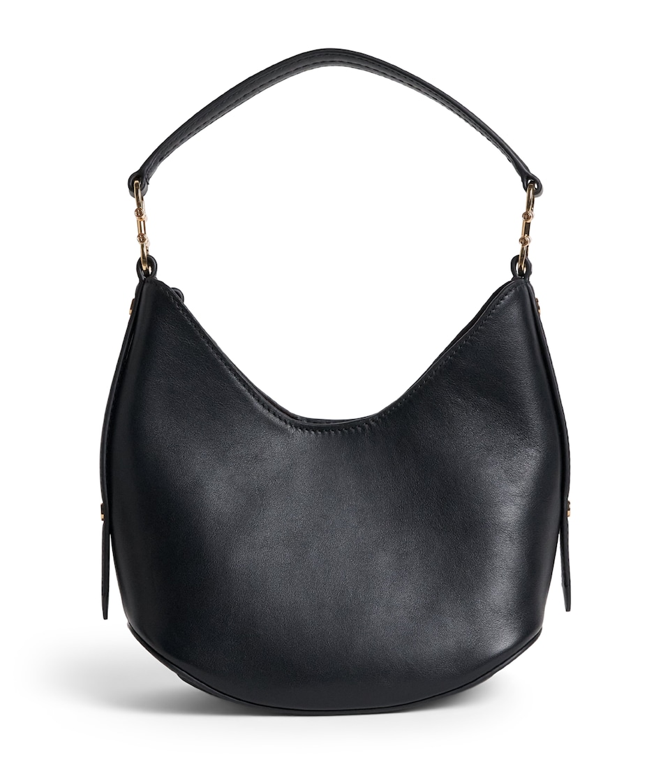 Harrods Small Leather Penny Shoulder Bag Black