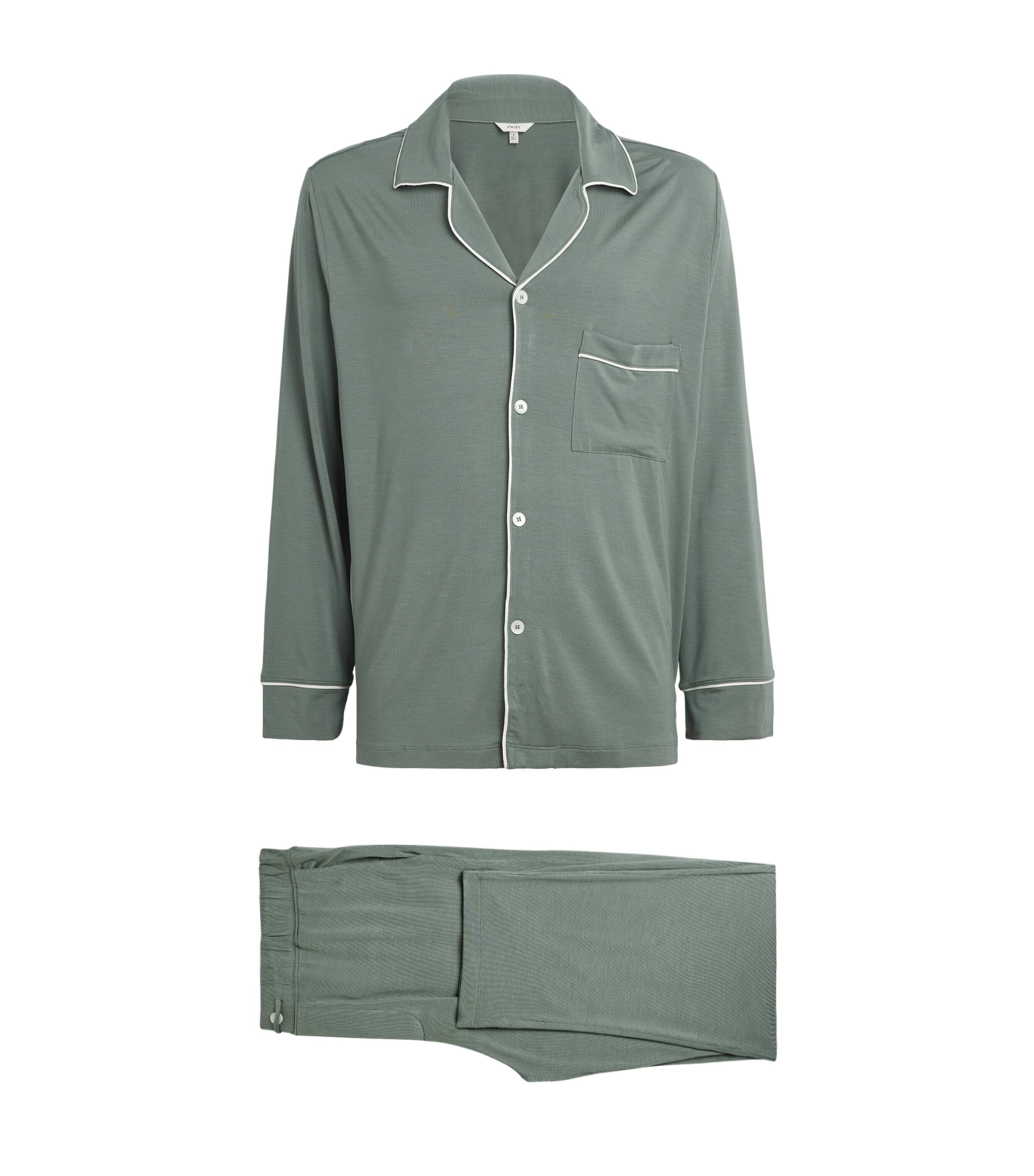 Eberjey Mens Modal William Long Pyjama Set Desert Sage Ivory