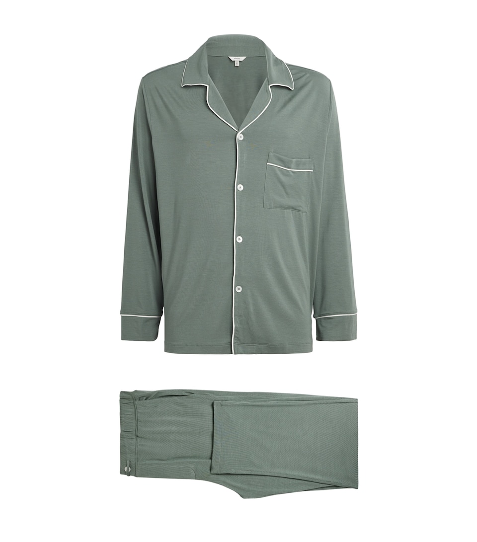 Eberjey Mens Modal William Long Pyjama Set Desert Sage Ivory