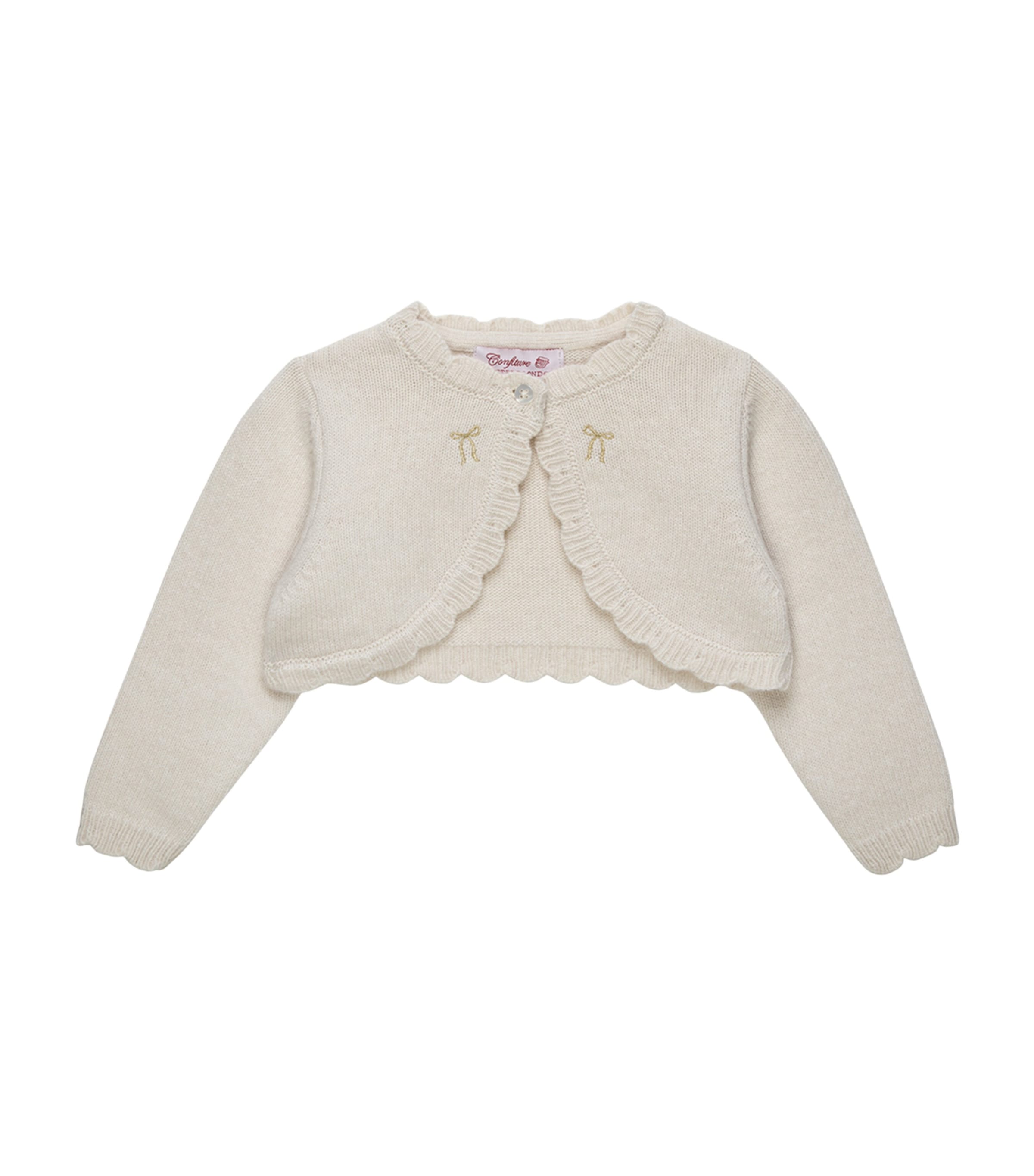 Trotters Maria Bow Embroidered Bolero Cardigan (3-24 Months) White