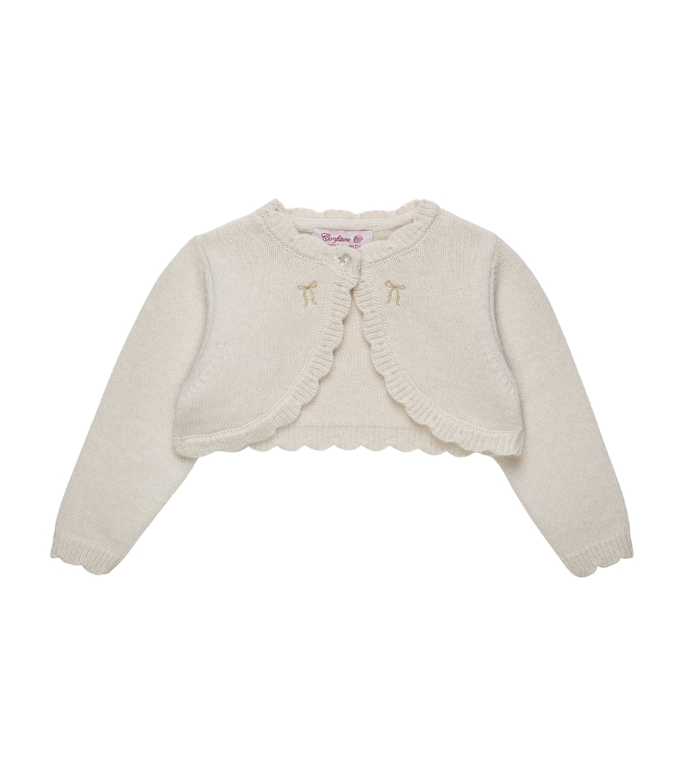 Trotters Maria Bow Embroidered Bolero Cardigan (3-24 Months) White
