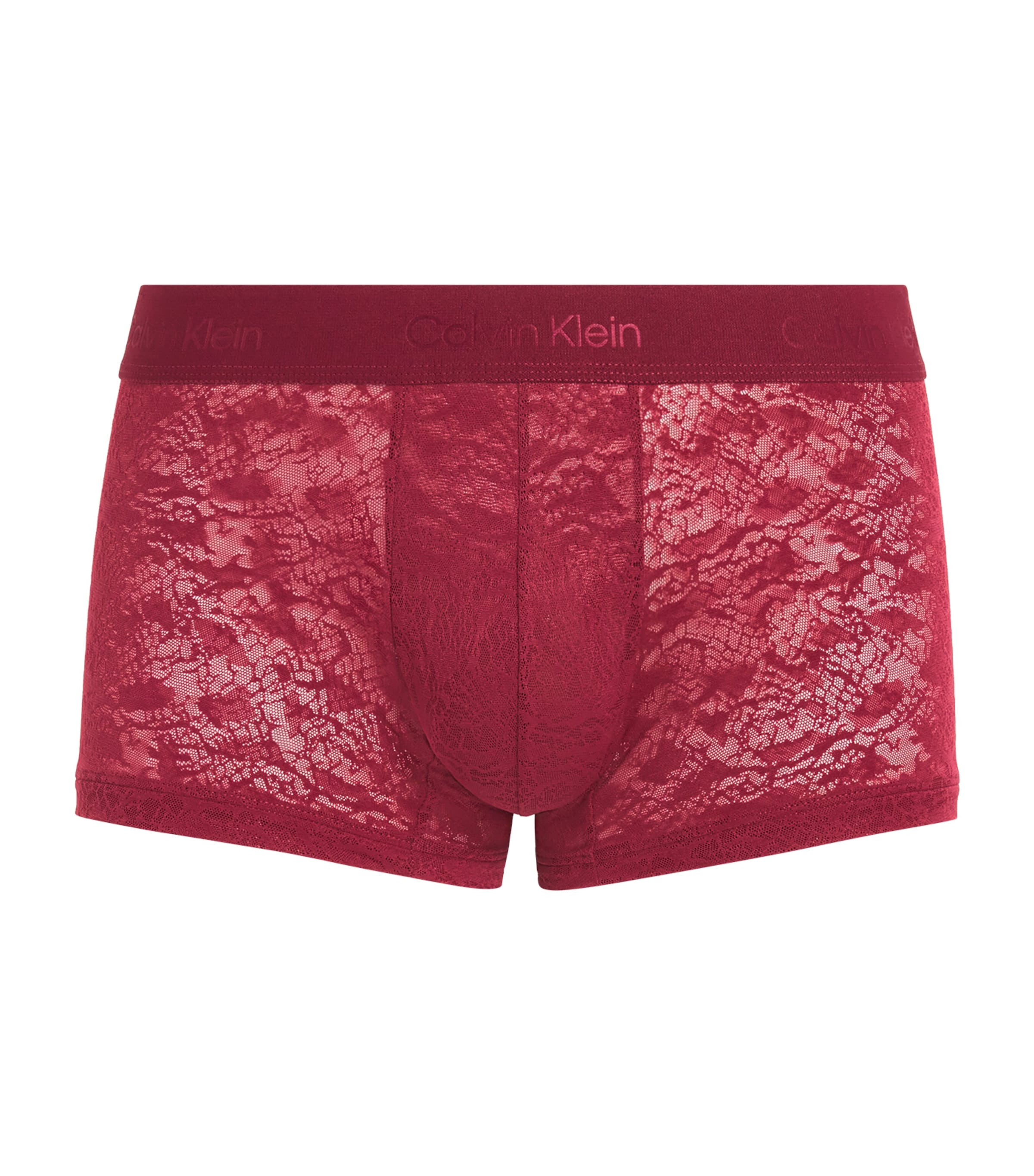 Calvin Klein Mens Low-Rise Sculpt Lace Trunks Established Red