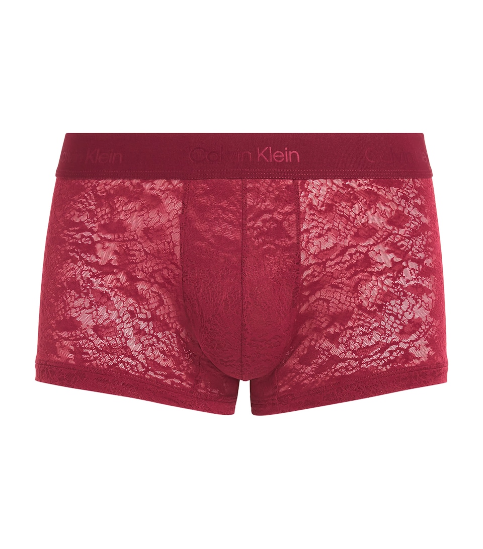 Calvin Klein Mens Low-Rise Sculpt Lace Trunks Established Red