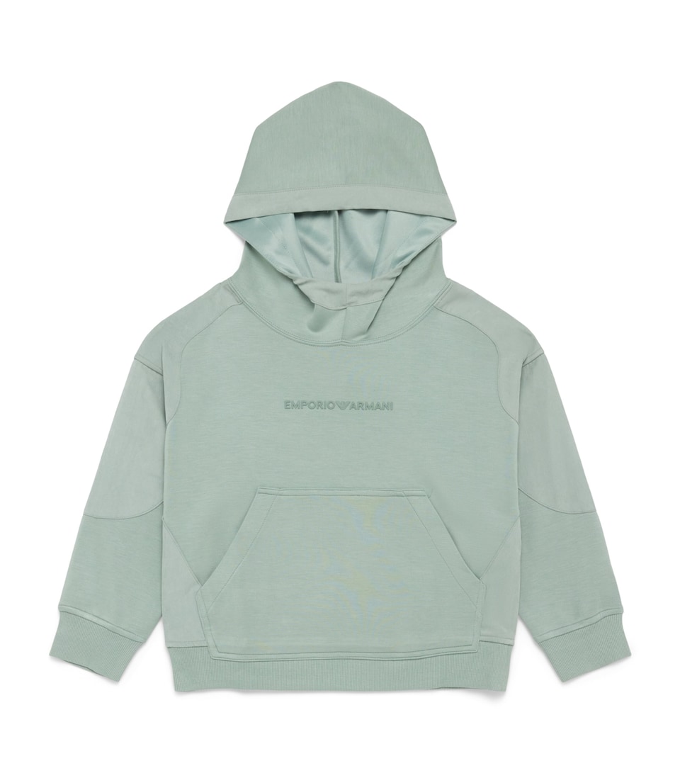 Emporio Armani Kids Cotton Logo Hoodie (4-16 Years) Iceberg Green