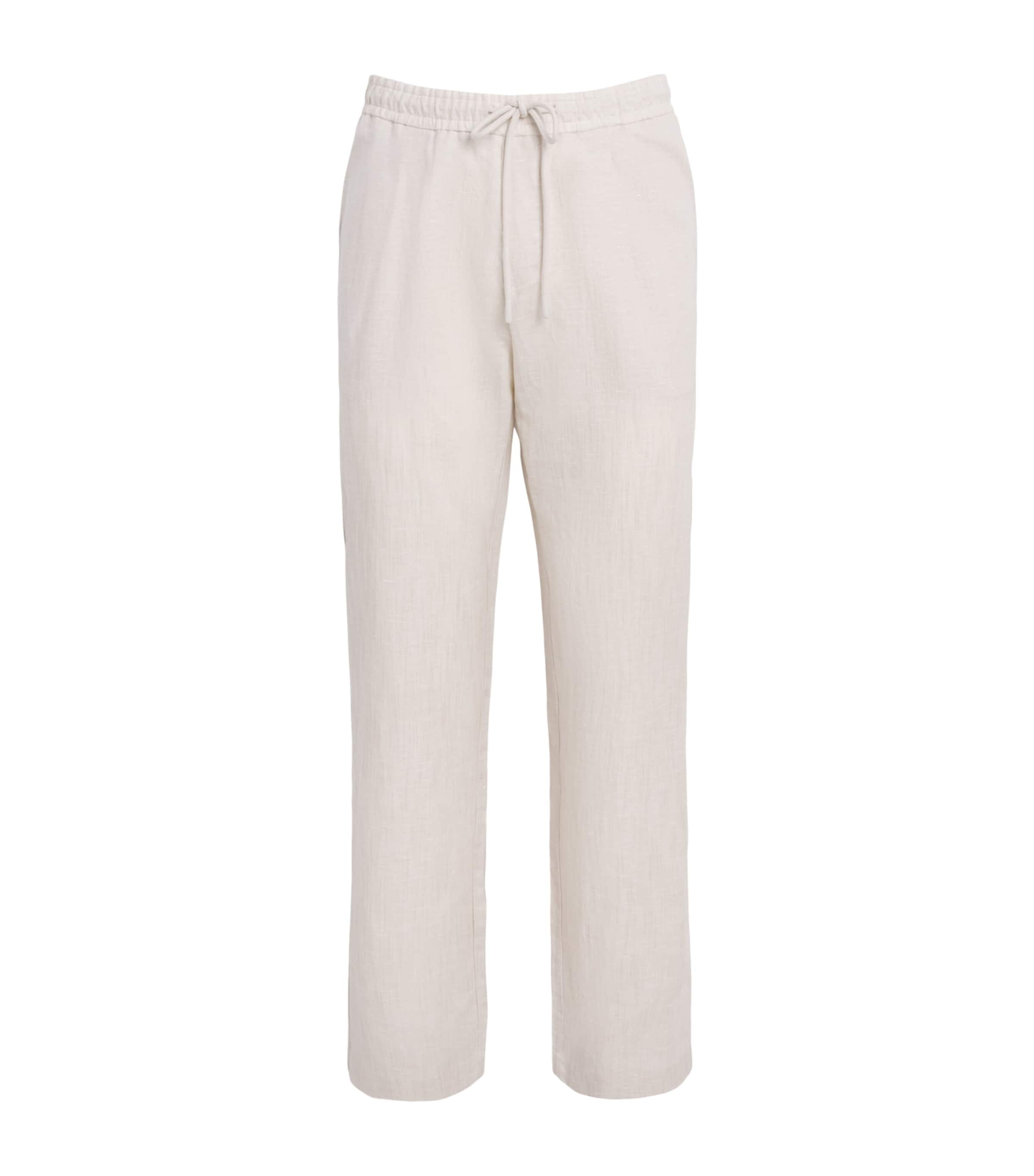 Zimmerli Mens Linen-Cotton Drawstring Trousers Beige