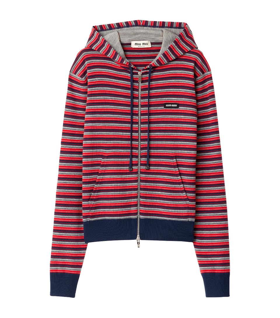 Miu Miu Womens Wool Stripe Hoodie