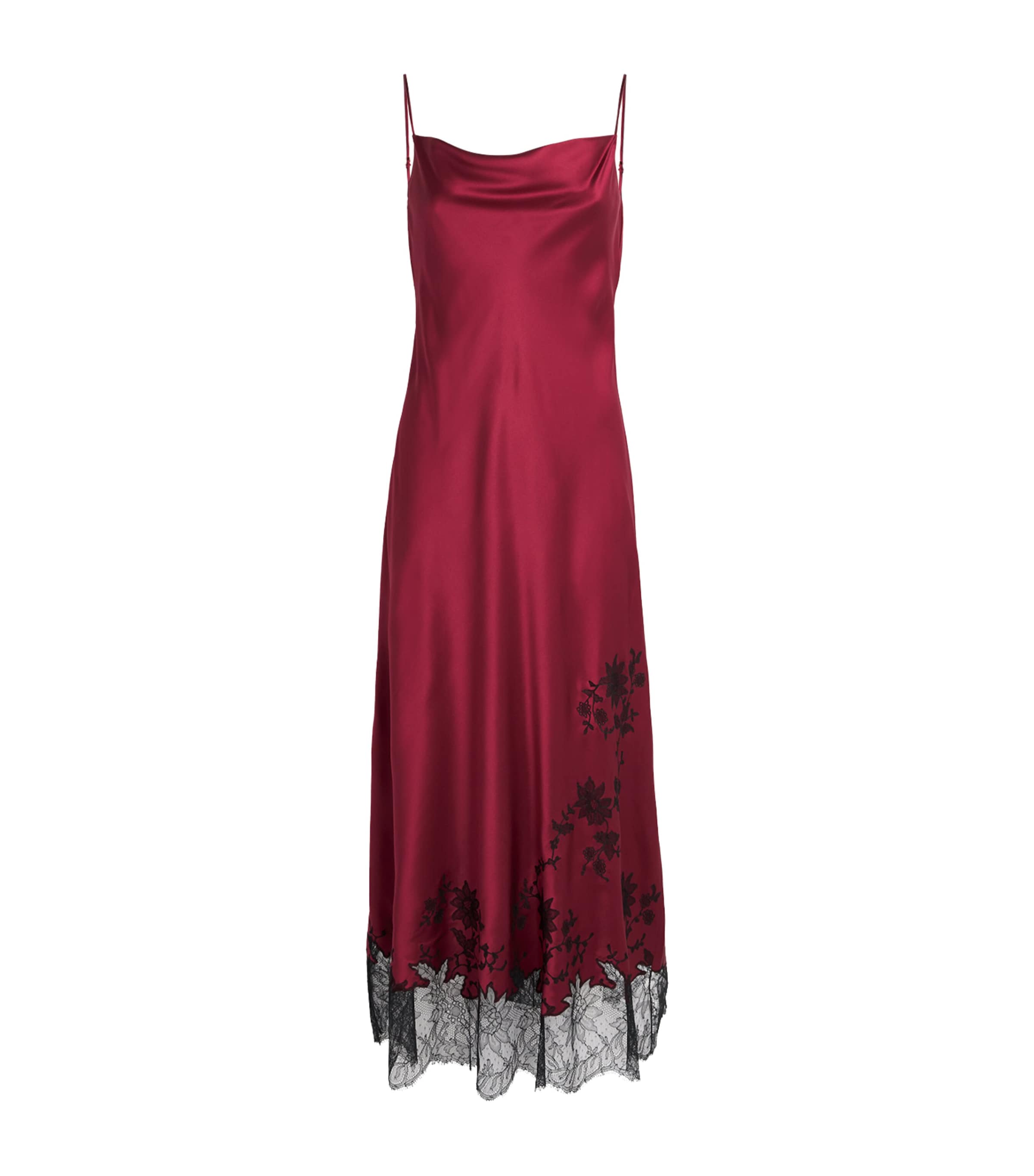 Carine Gilson Womens Silk Long Hanae Nightdress Rubis Red