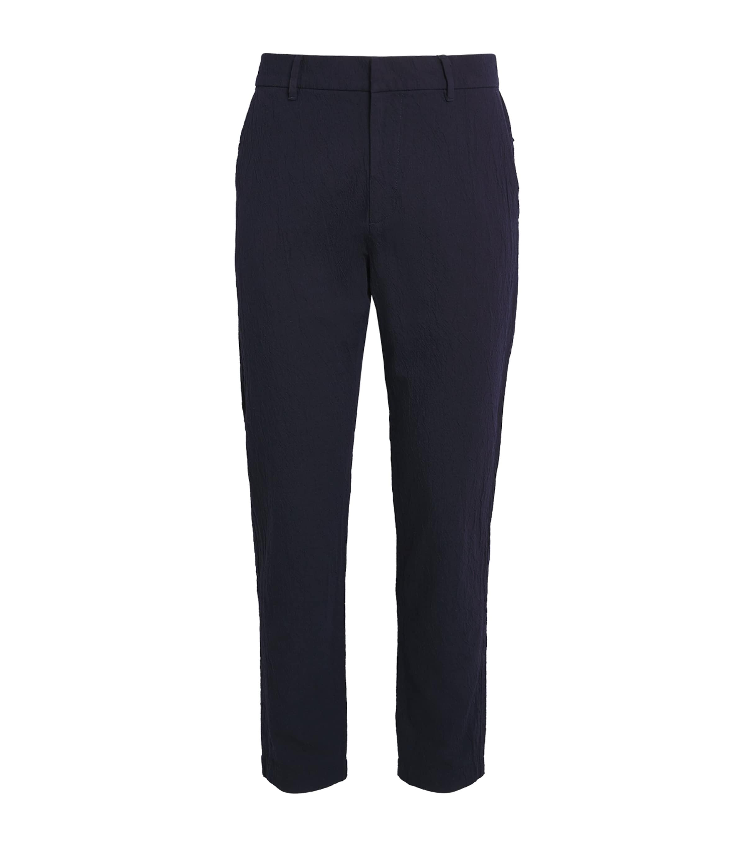 Cotton-Blend Crinkle Trousers