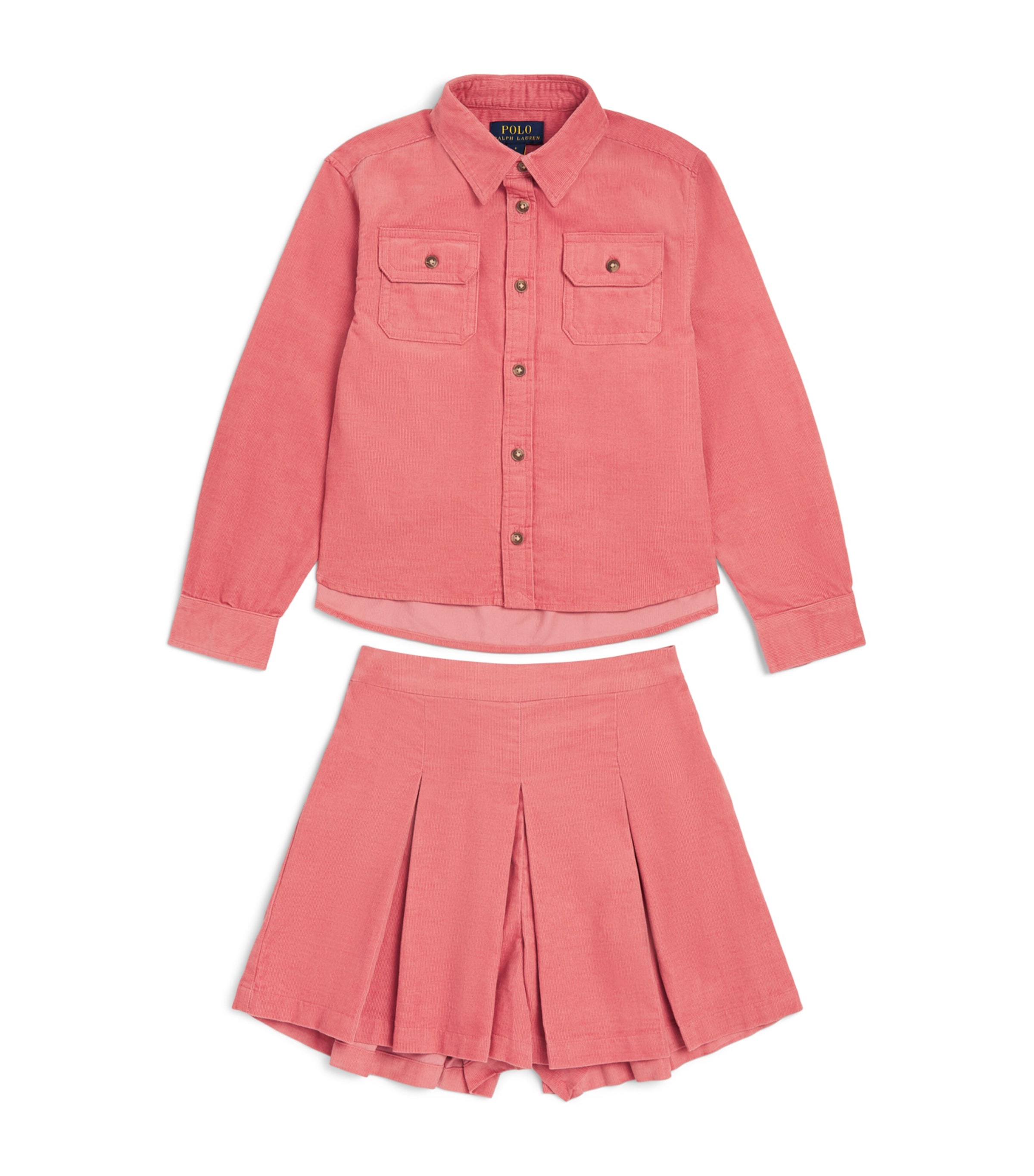 Ralph Lauren Kids Corduroy Shirt and Shorts Set (2-7 Years) Canvas Pink
