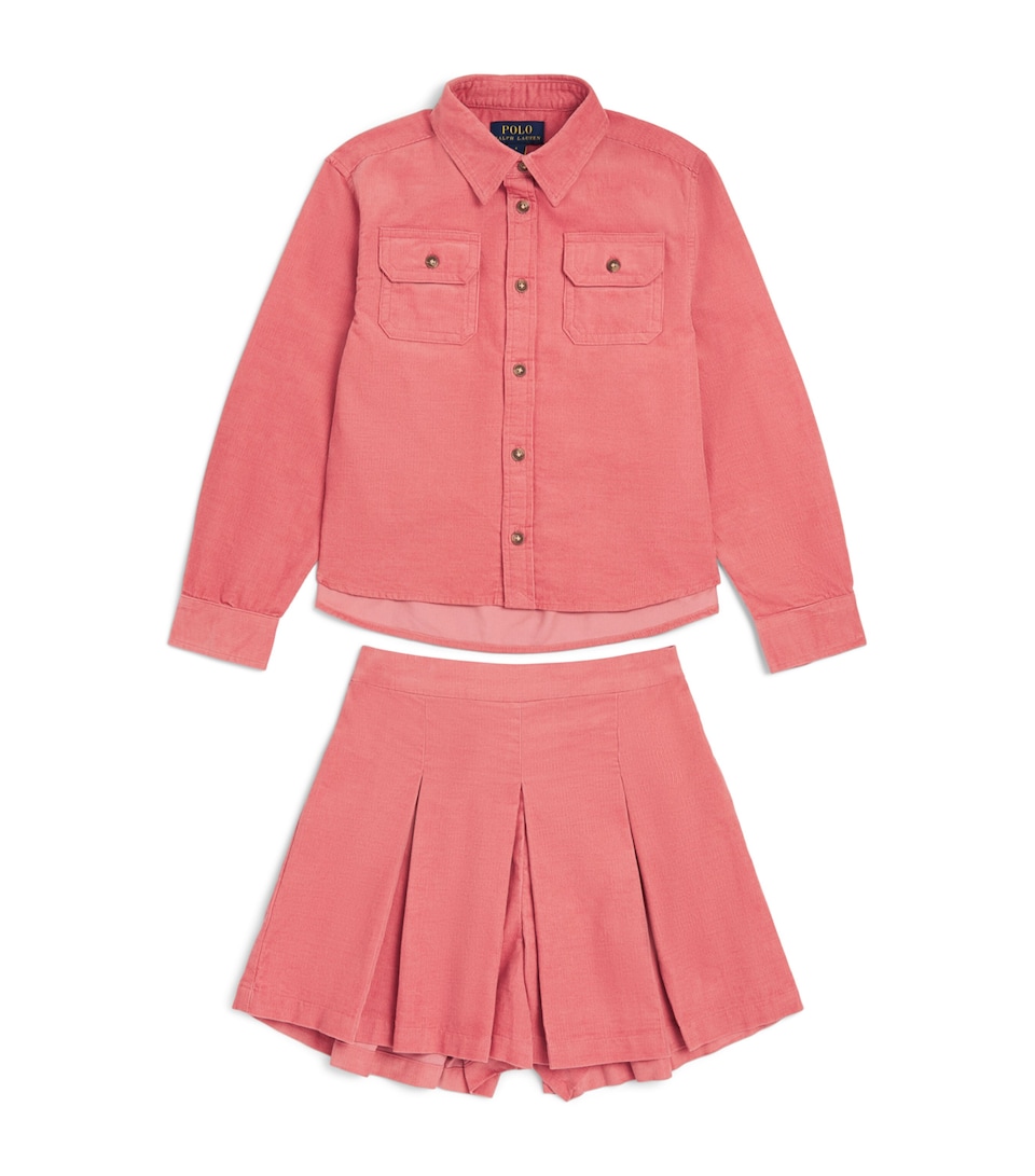 Ralph Lauren Kids Corduroy Shirt and Shorts Set (2-7 Years) Canvas Pink