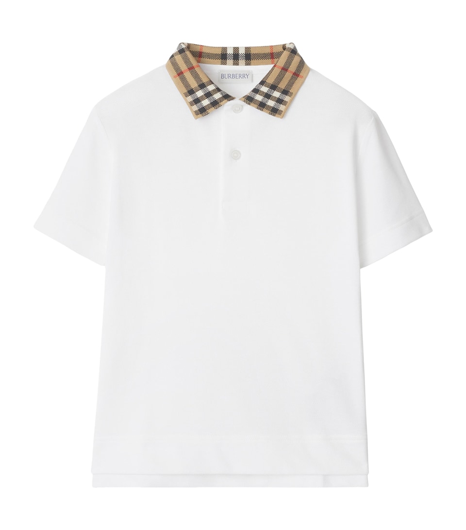 Burberry Kids Cotton Check Collar Polo Shirt (3-12 Years) White