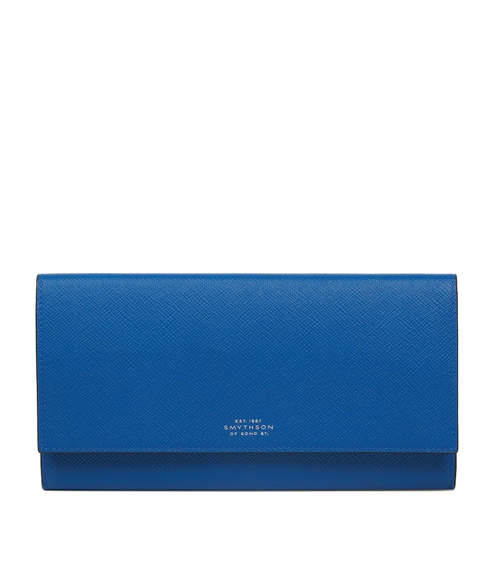 Smythson Panama Leather Marshall Travel Wallet Cerulean
