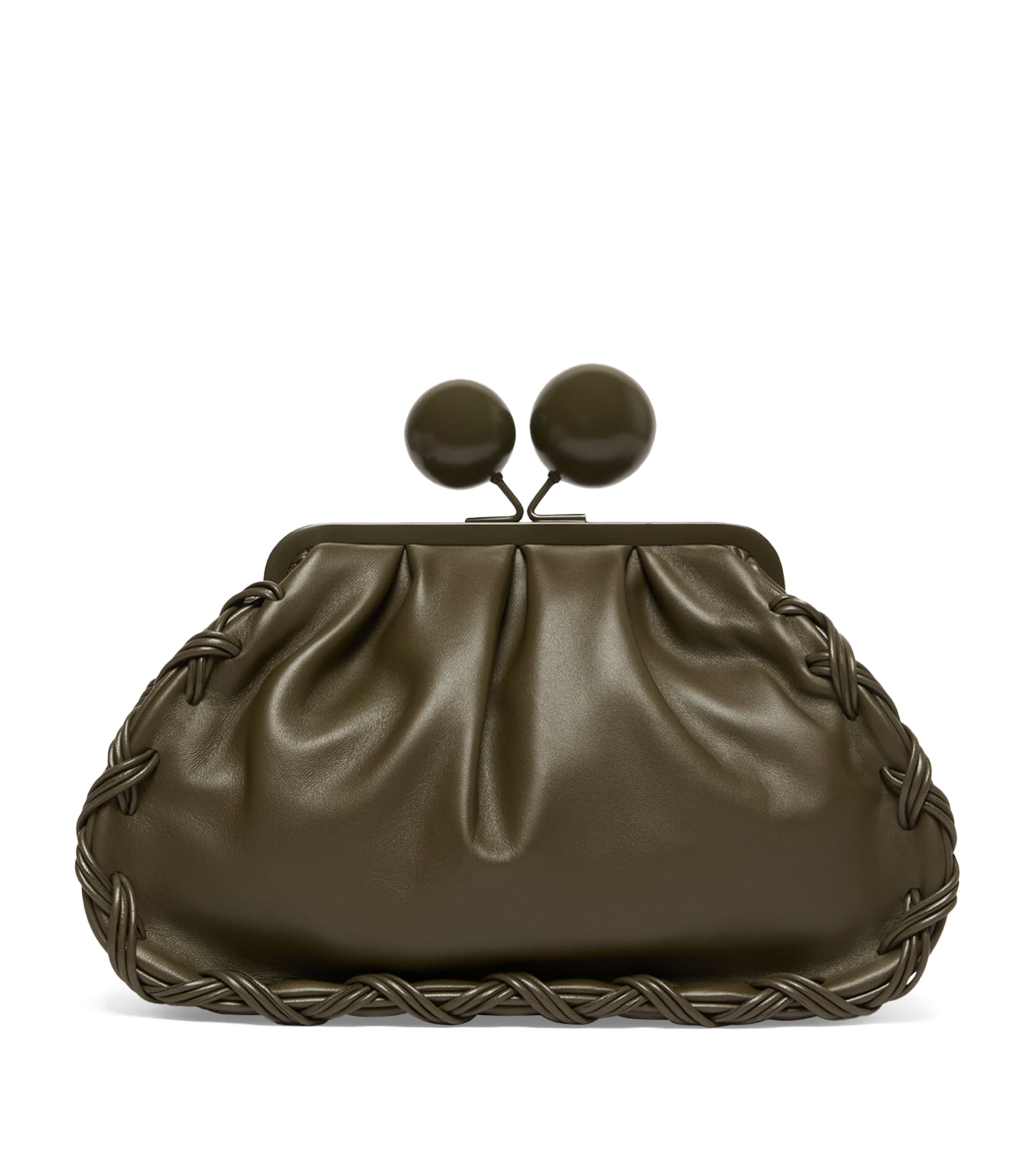 Weekend Max Mara Lamb Leather Pasticcino Clutch Bag Kaki