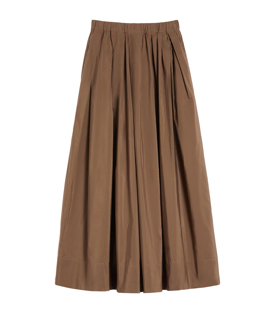 Cotton-Blend Pleated Maxi Skirt
