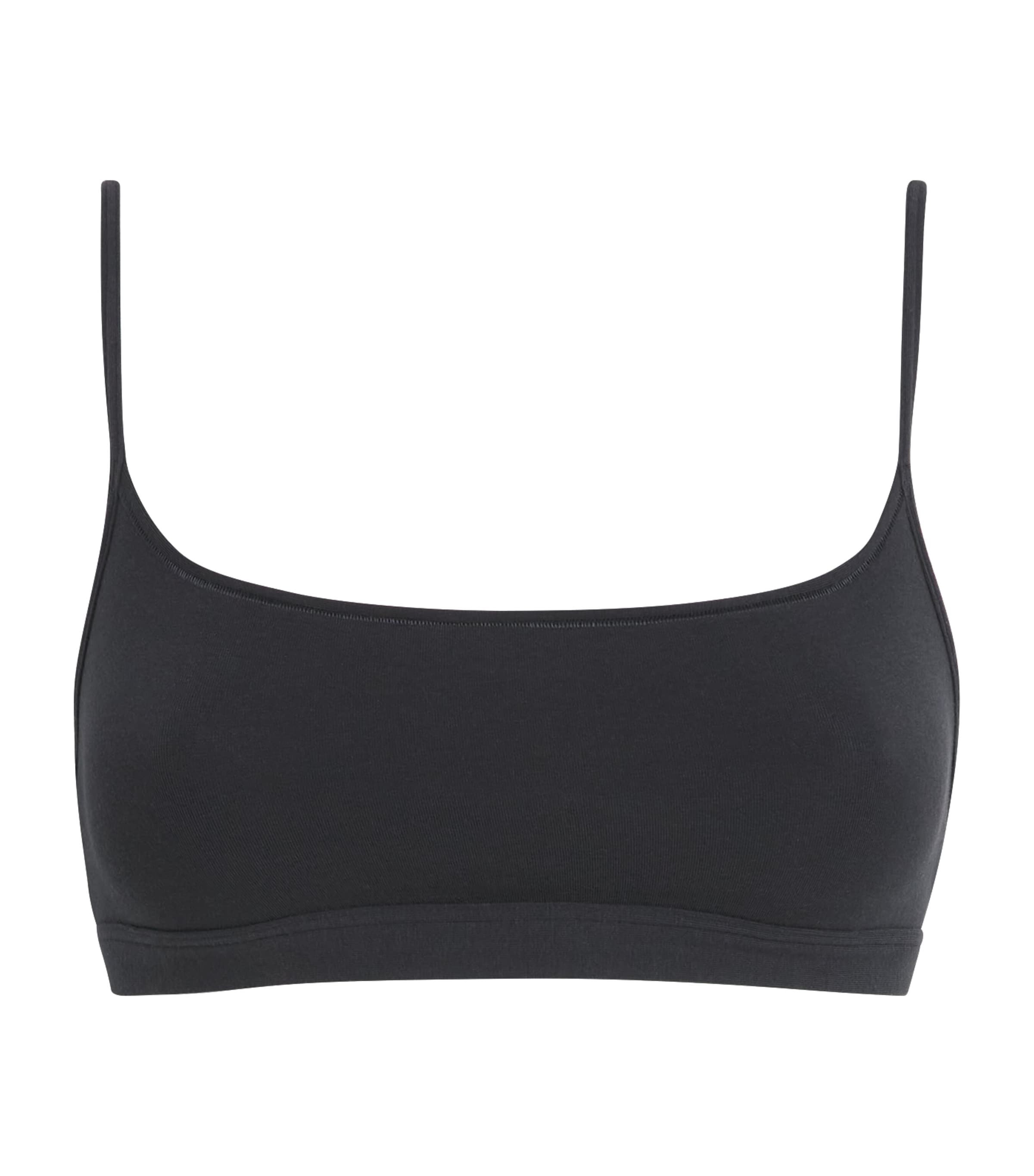 Skims Womens Cotton Everyday Scoop Bralette Onyx