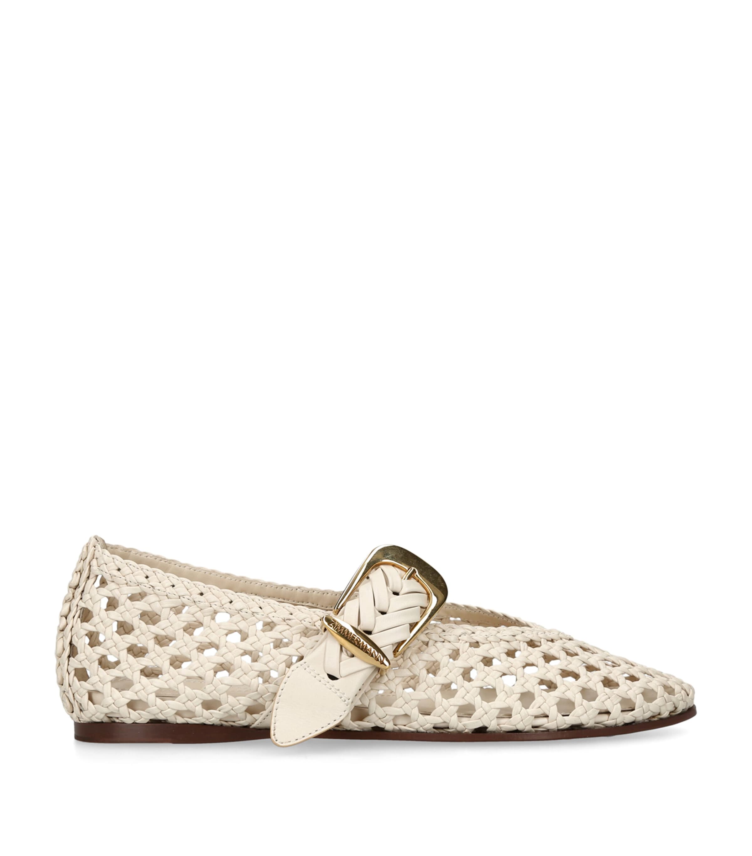 Zimmermann Leather Helix Ballet Flats Bone