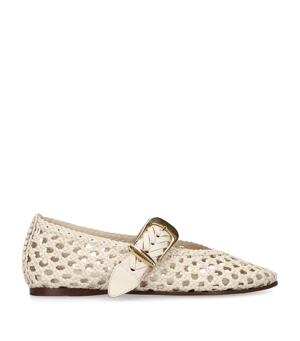 Zimmermann Leather Helix Ballet Flats Bone